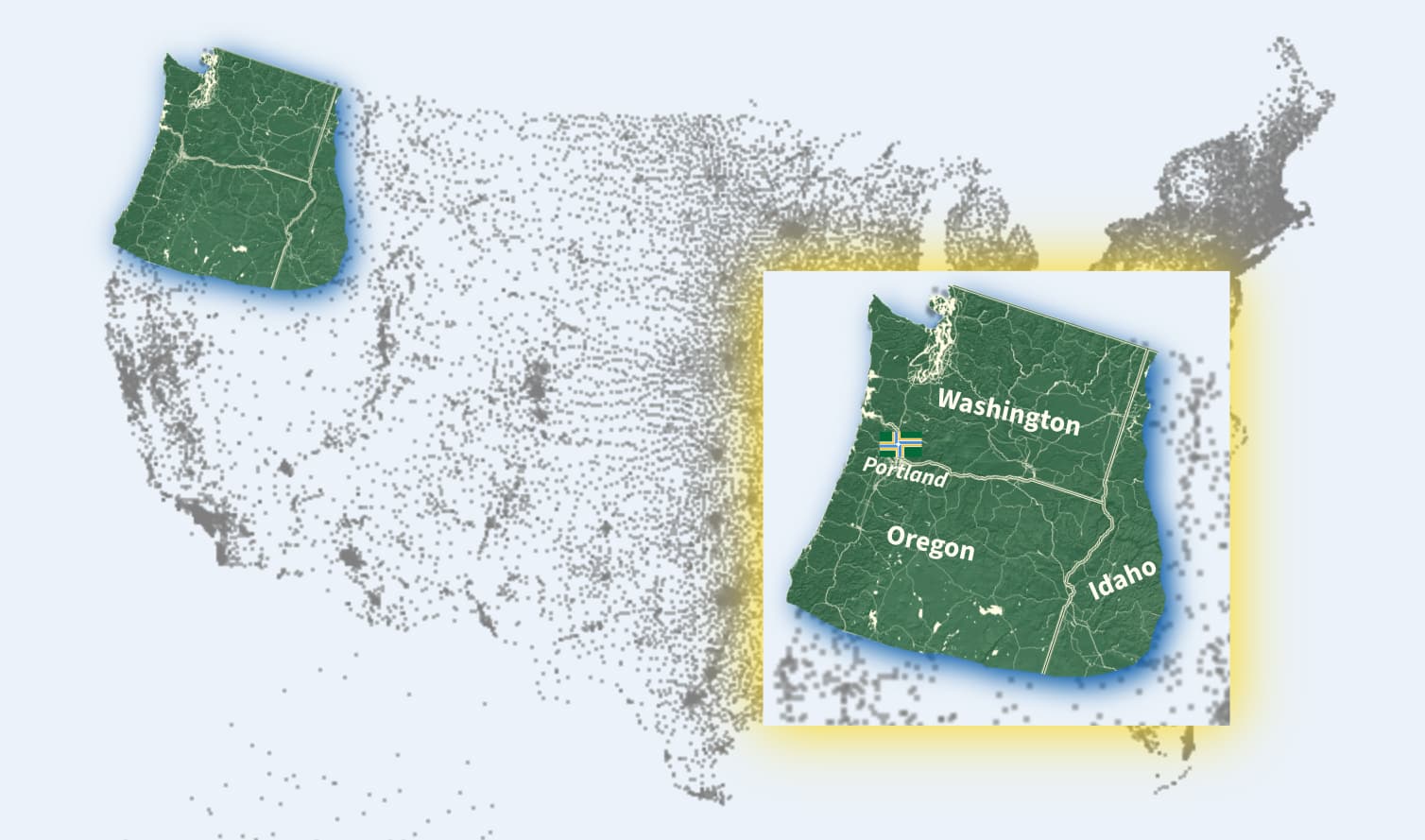 Map showing Pacific Northwest vendor coverage on Portlazon