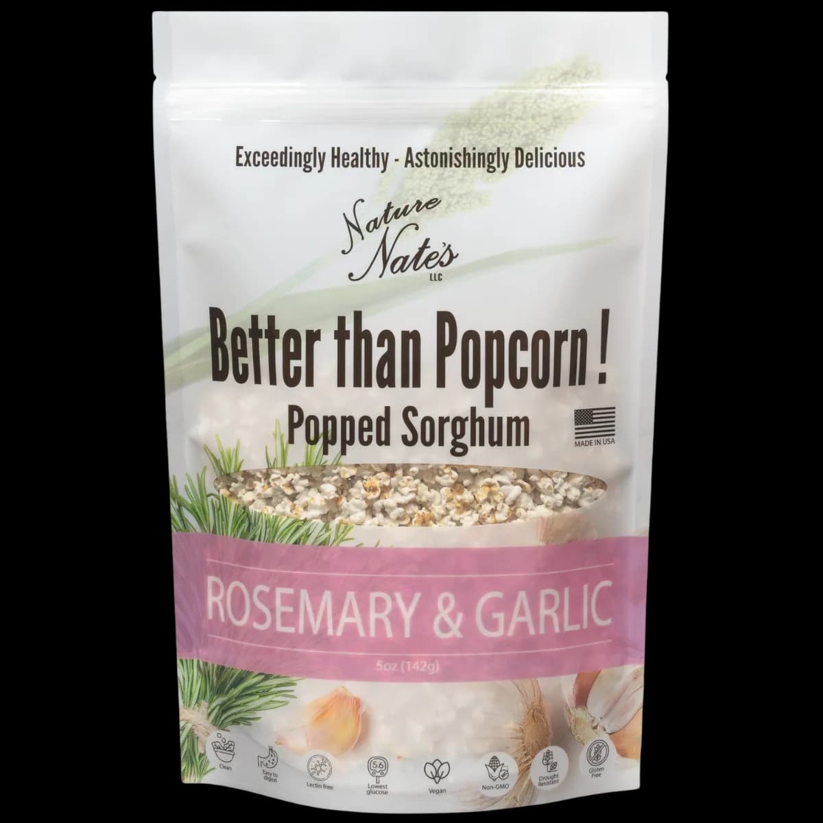 Popped Sorghum Rosemary & Garlic 5 oz (Single Bag) image 1