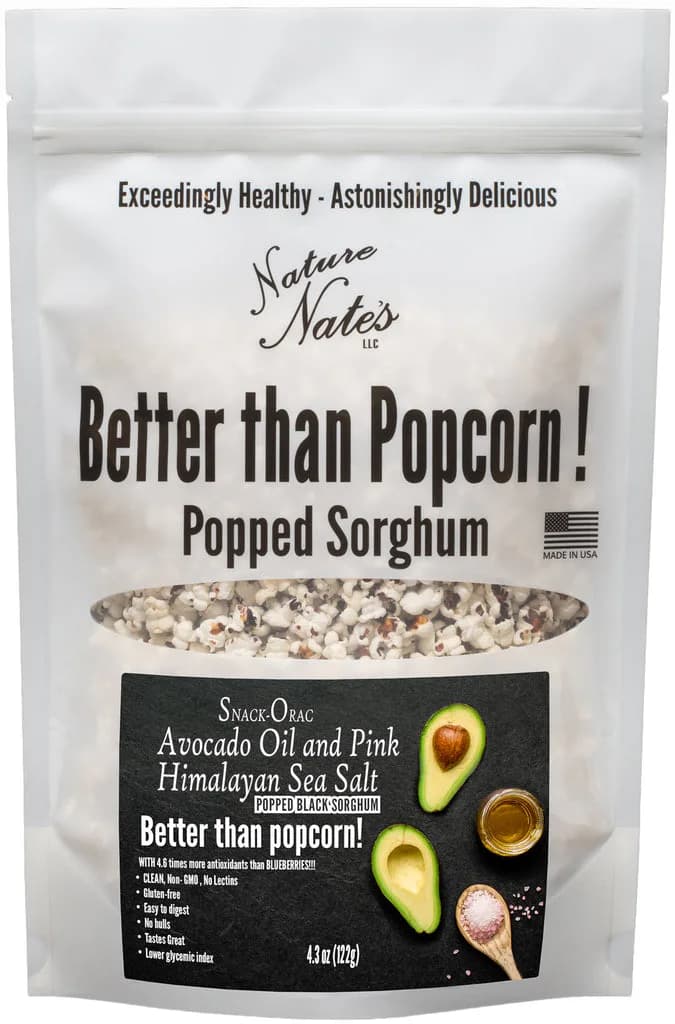 Snack-ORAC Black Popped Sorghum Avocado Oil & Pink Himalayan Salt 4.3 oz (Single Bag) image 1