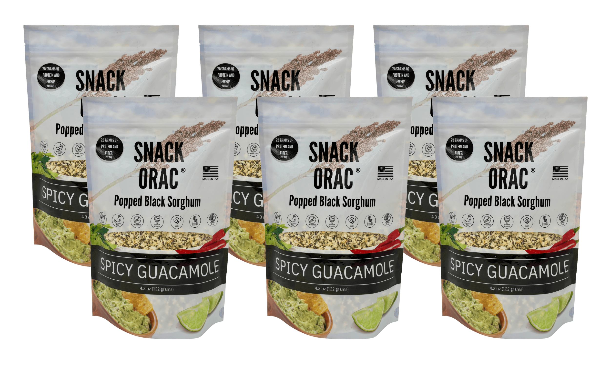 Popped Sorghum Spicy Guacamole 4.3 oz - 6 Pack image 1