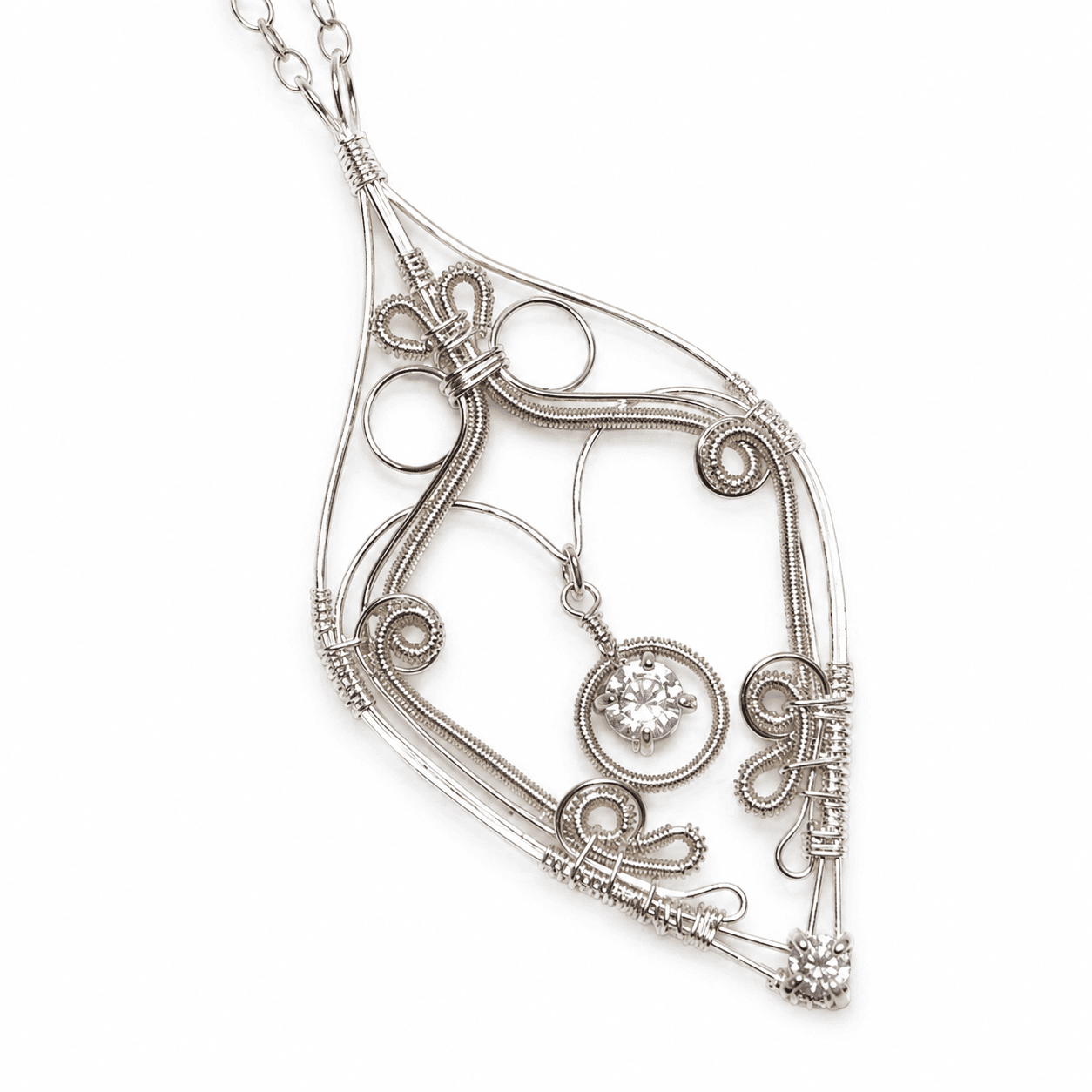 Clear Cubic Zirconia Necklace Silver Filled image 1