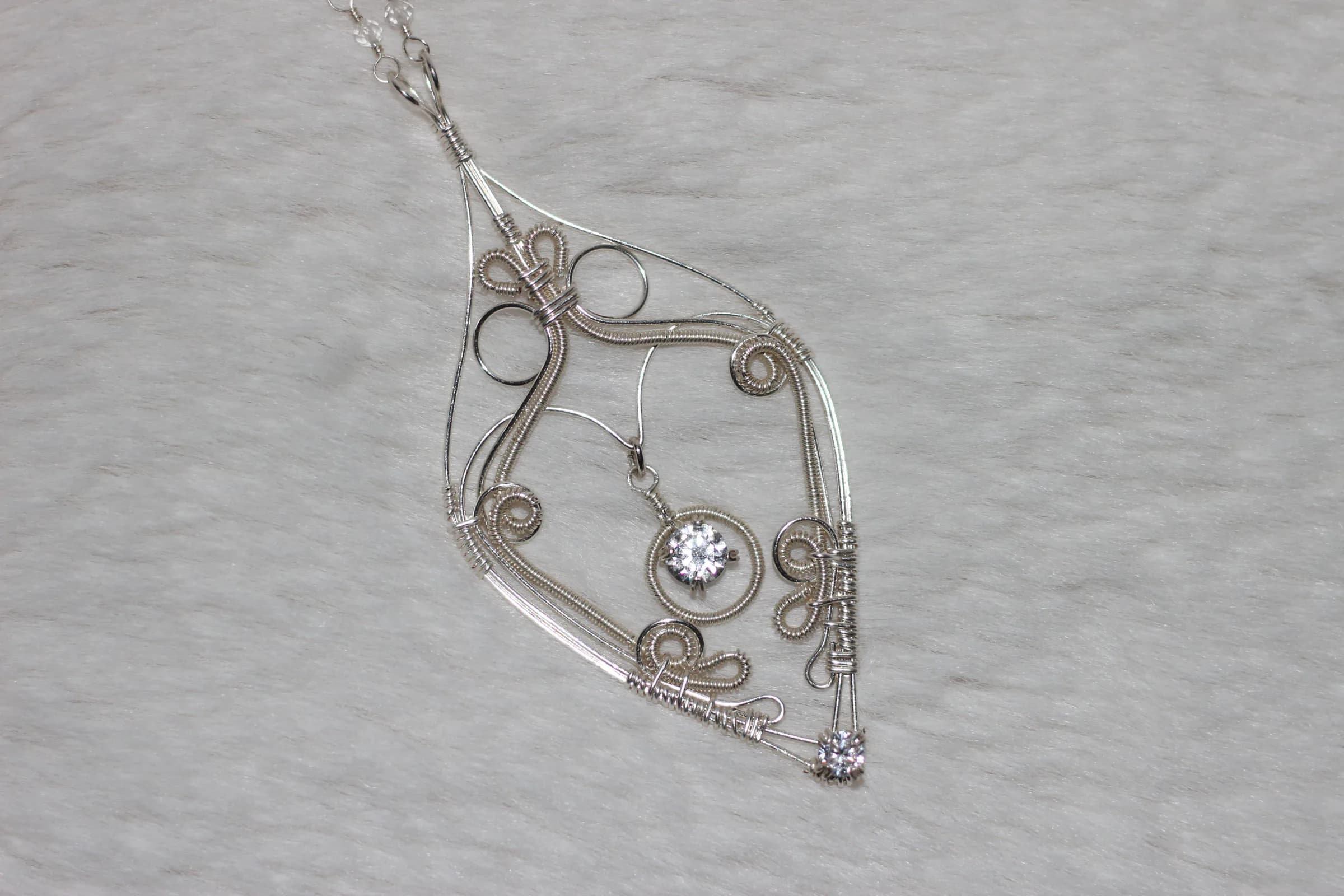 Clear Cubic Zirconia Necklace Silver Filled image 2