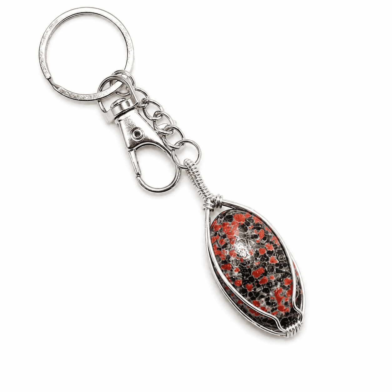 Flower Obsidian Key-chain Silver Filled image 1