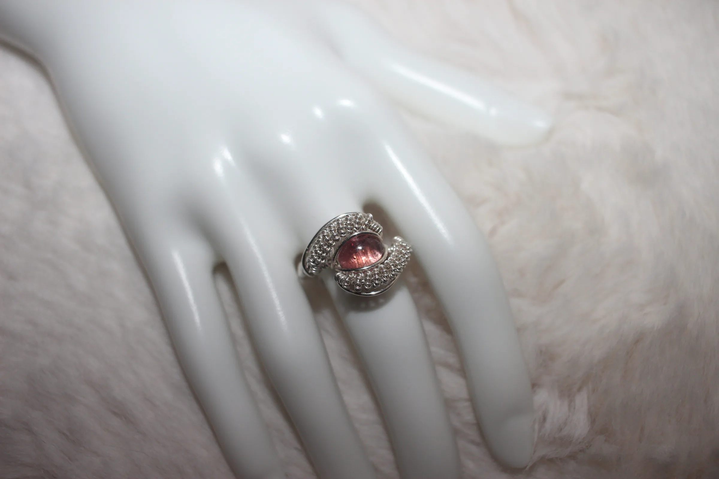 Pink Tourmaline Ring Argentium Sterling Silver image 1