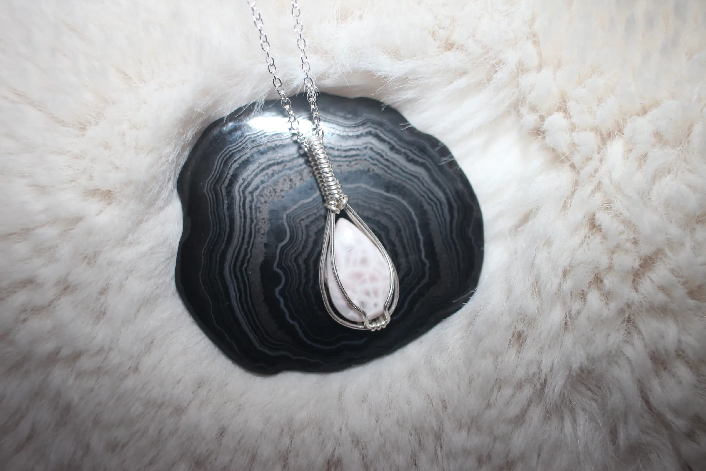 Thomsonite Necklace Argentium Sterling Silver