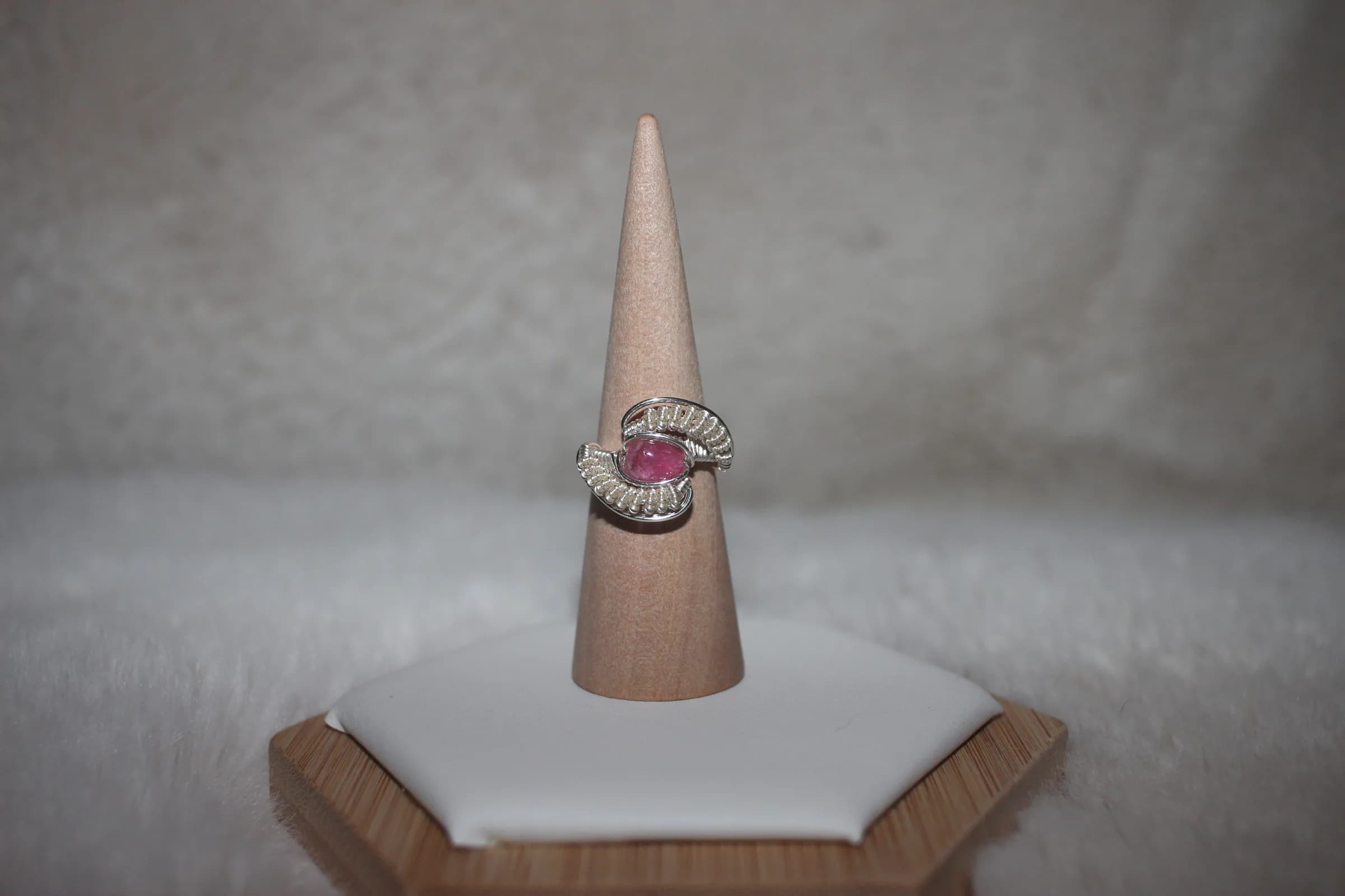 Pink Tourmaline Ring Silver Filled image 1