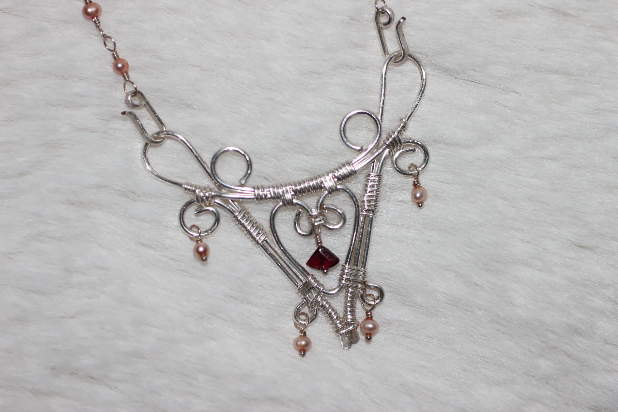 Heart Pearl Necklace Silver Filled image 1