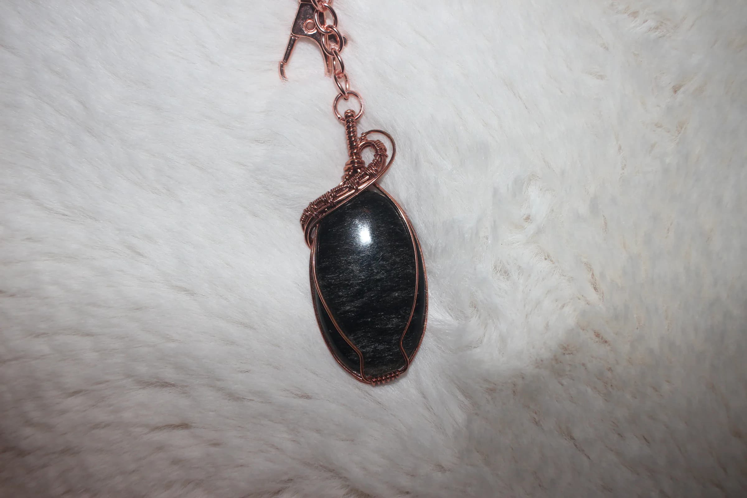 Silver Obsidian Key-chain Copper image 1