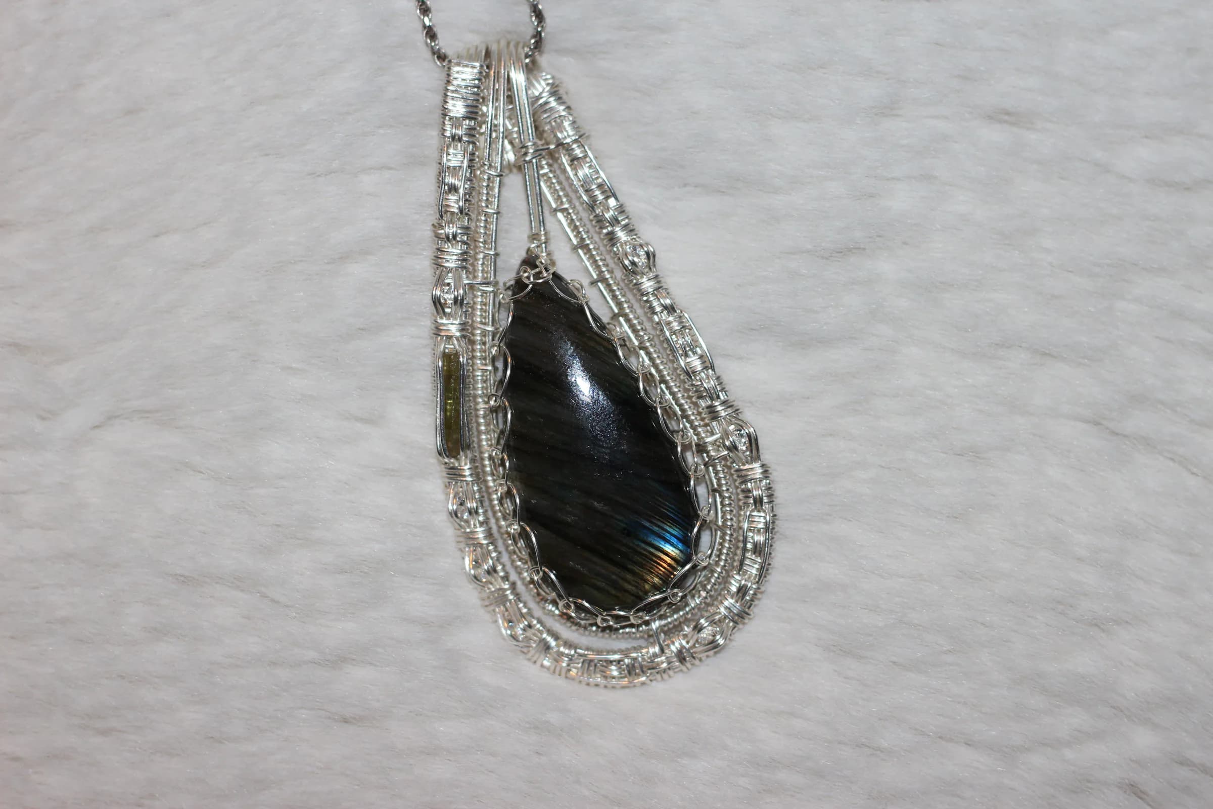Labradorite Tourmaline Necklace Silver Filled image 1