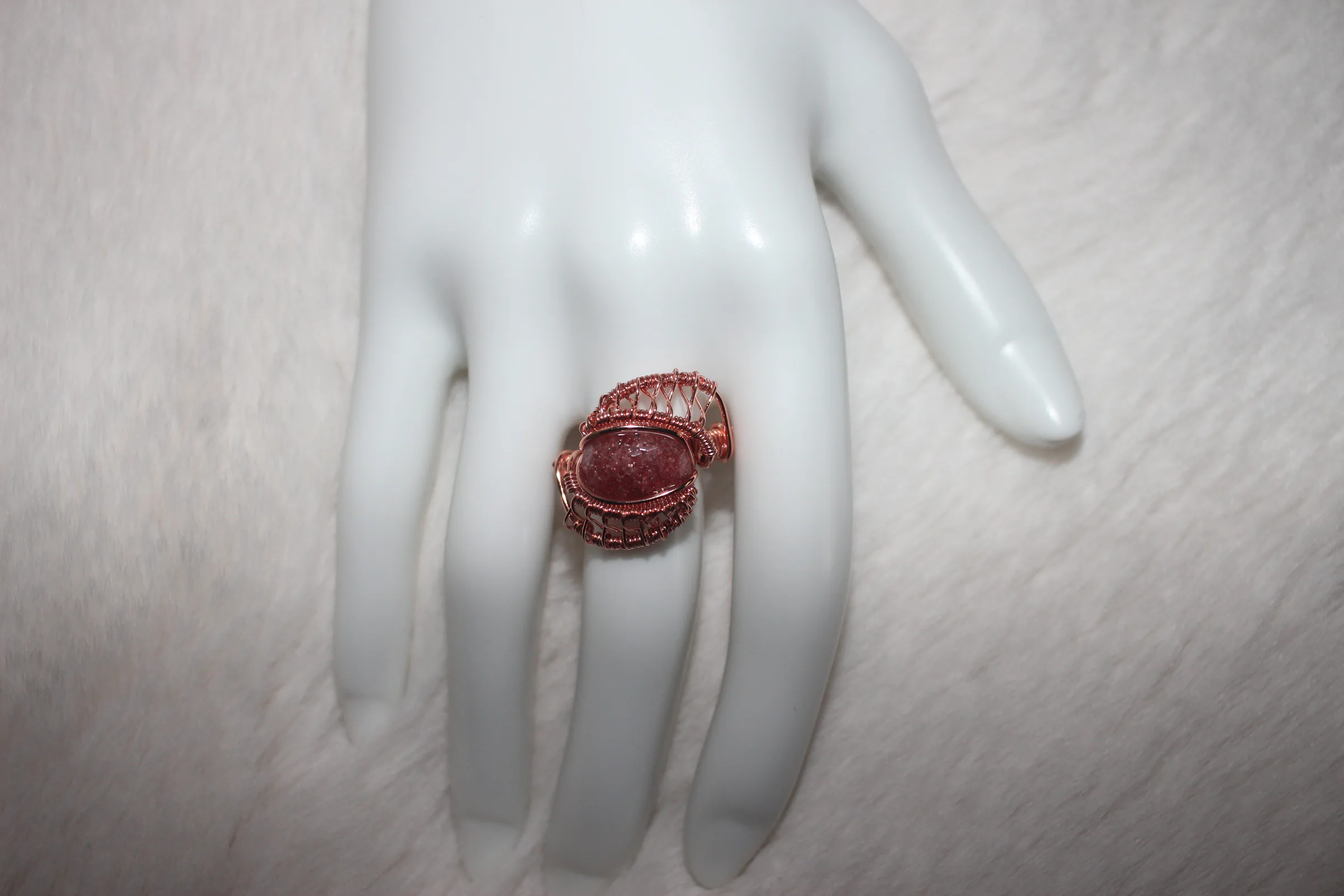Strawberry Quartz Ring Copper image 1