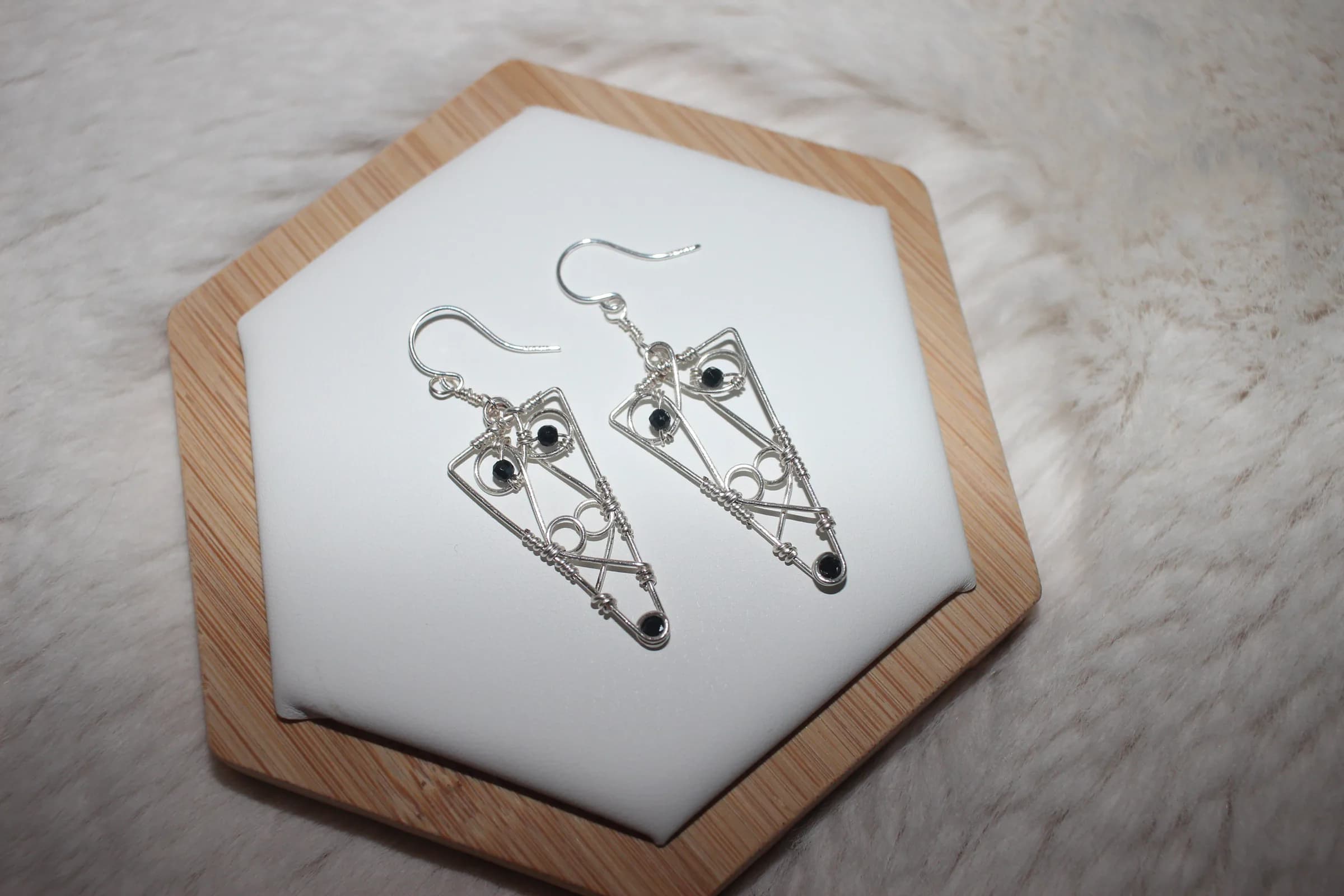 Black Cubic Zirconia Earrings Silver Filled image 1