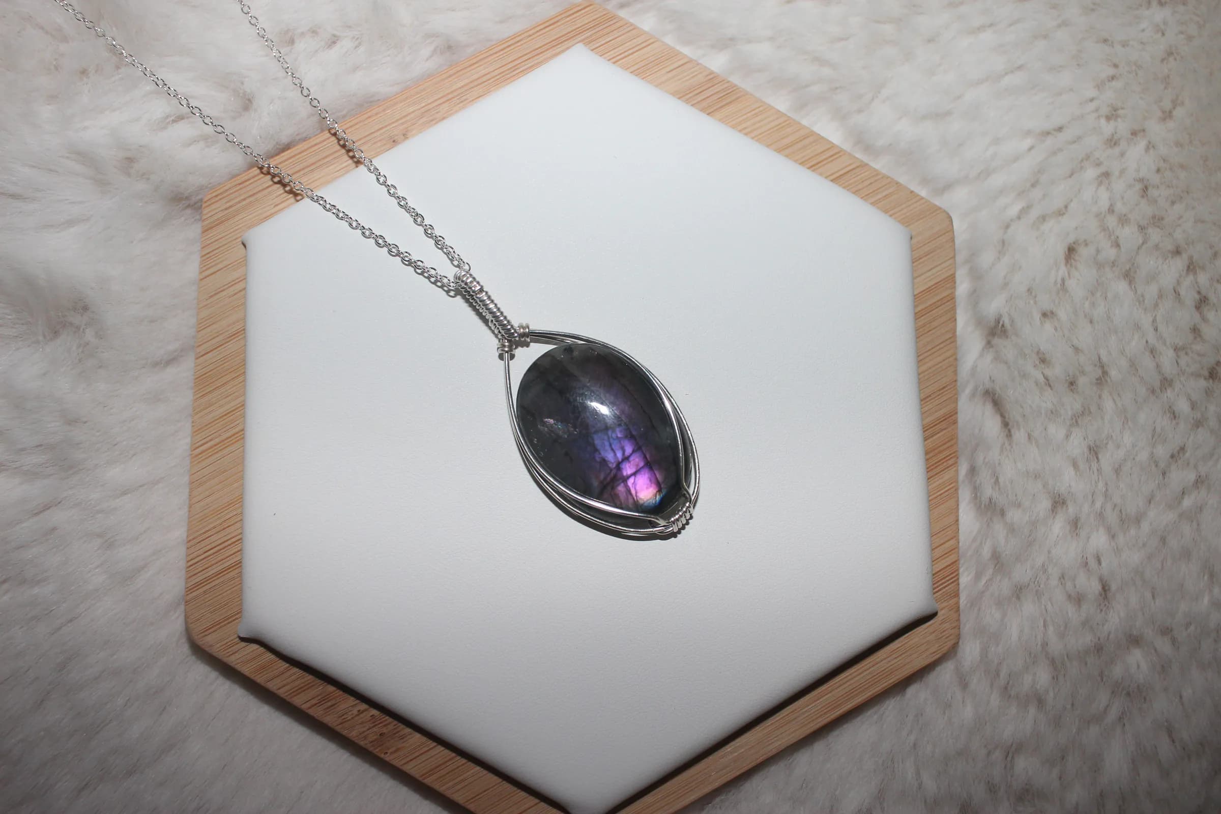 Purple Labradorite Necklace Argentium Sterling Silver image 1