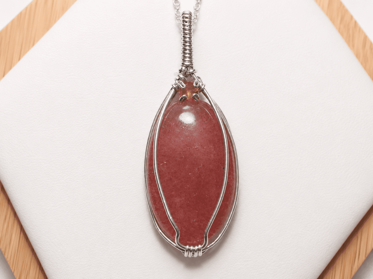 Strawberry Quartz Tourmaline Necklace Argentium Sterling Silver image 1