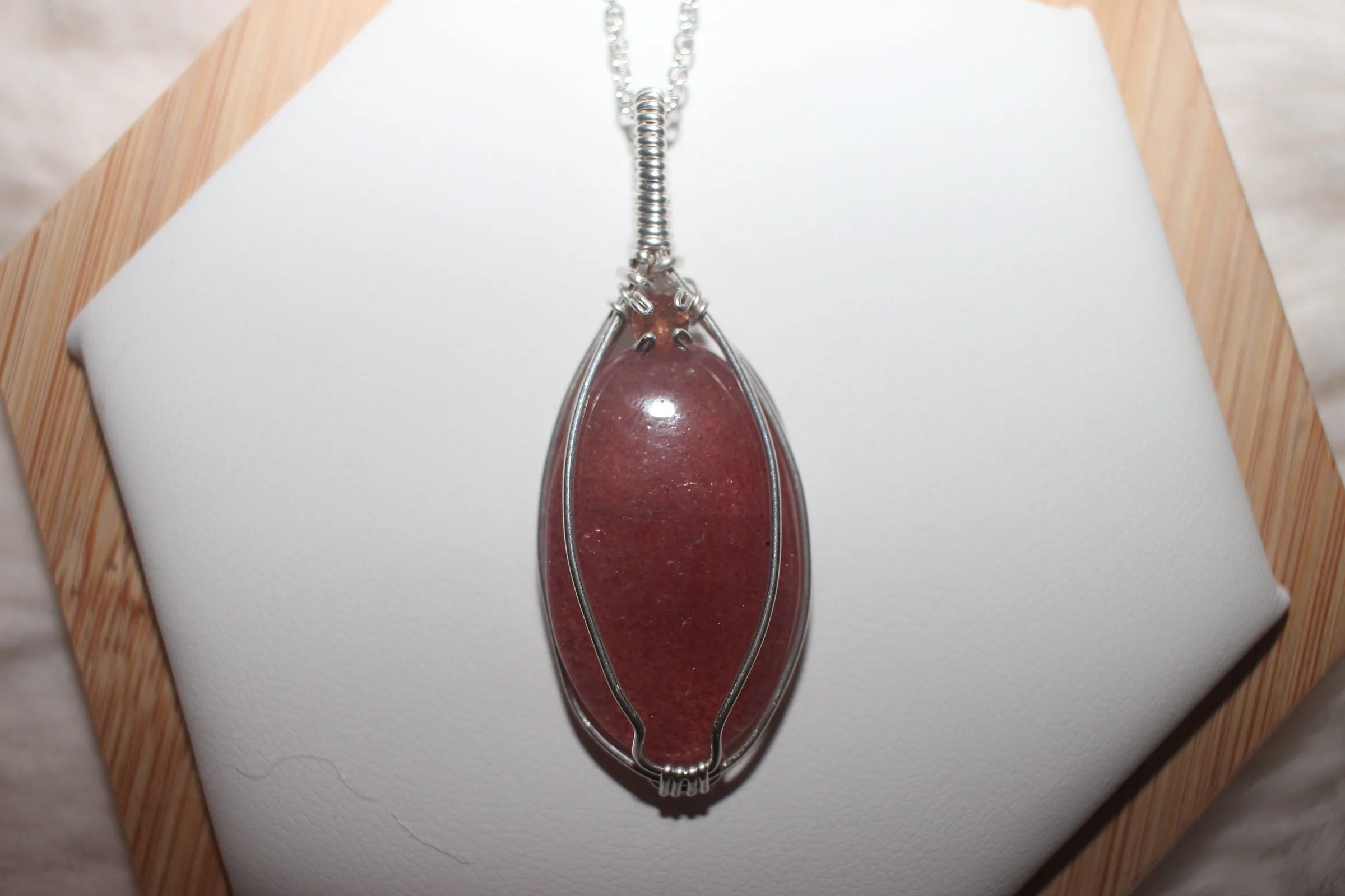 Strawberry Quartz Tourmaline Necklace Argentium Sterling Silver image 1
