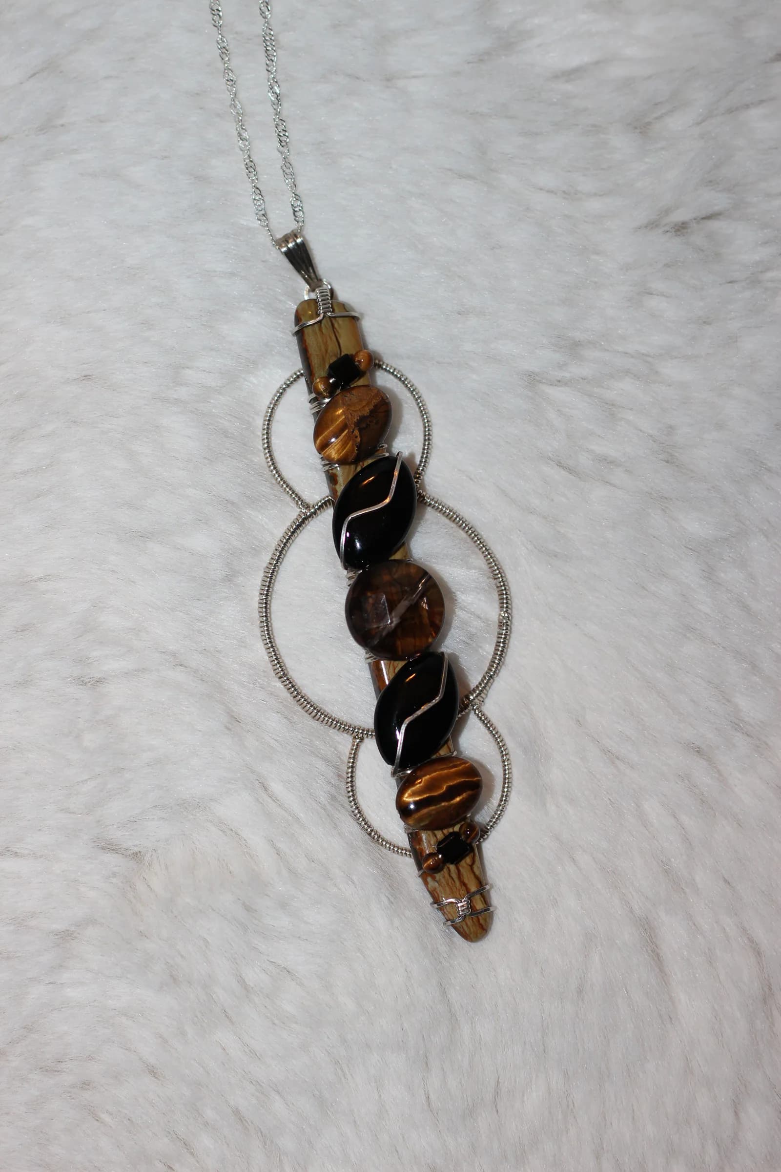 Jasper Tigers Eye Necklace Sterling Silver image 1