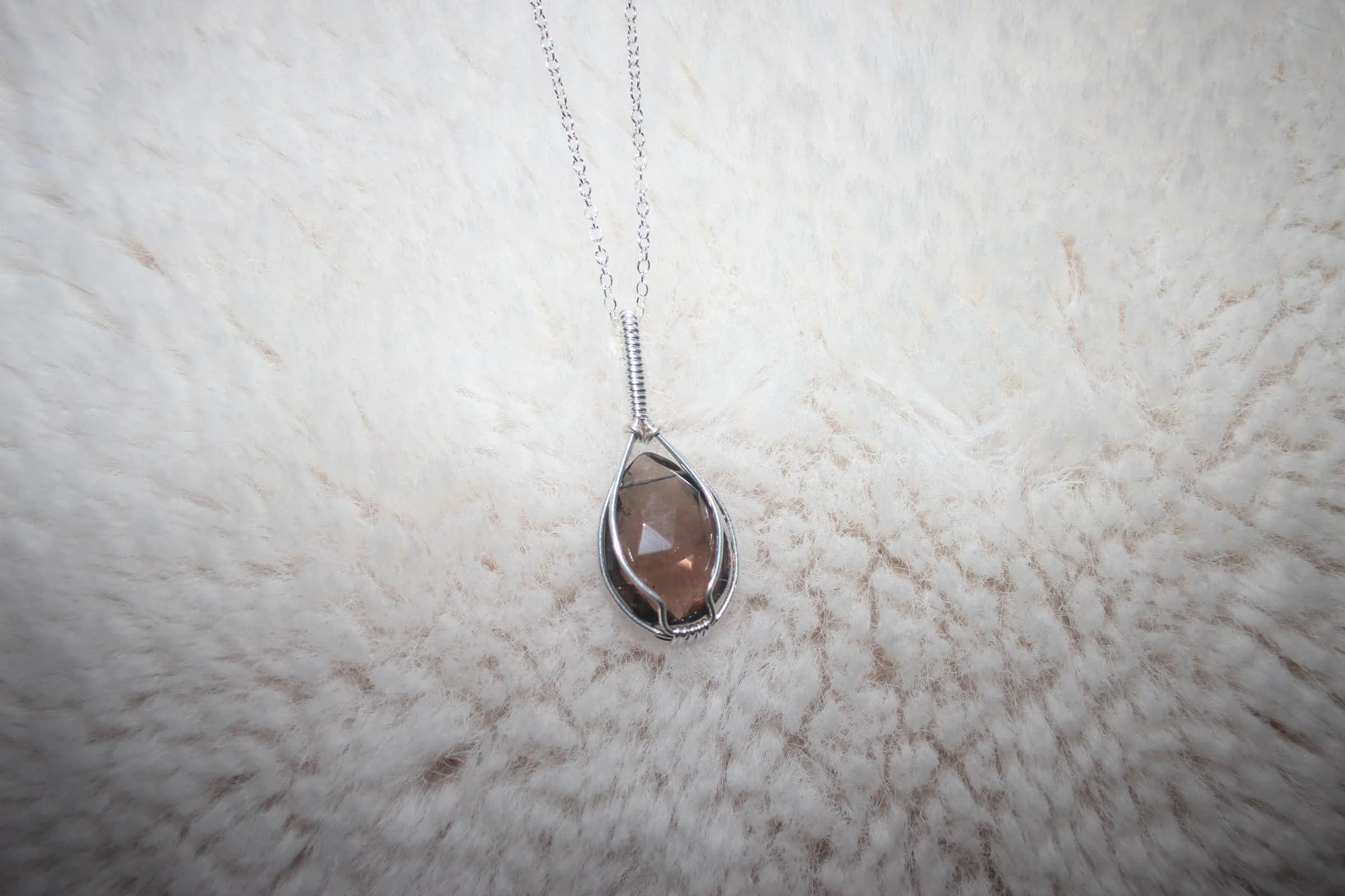 Smokey Quartz Necklace Argentium Sterling Silver image 1