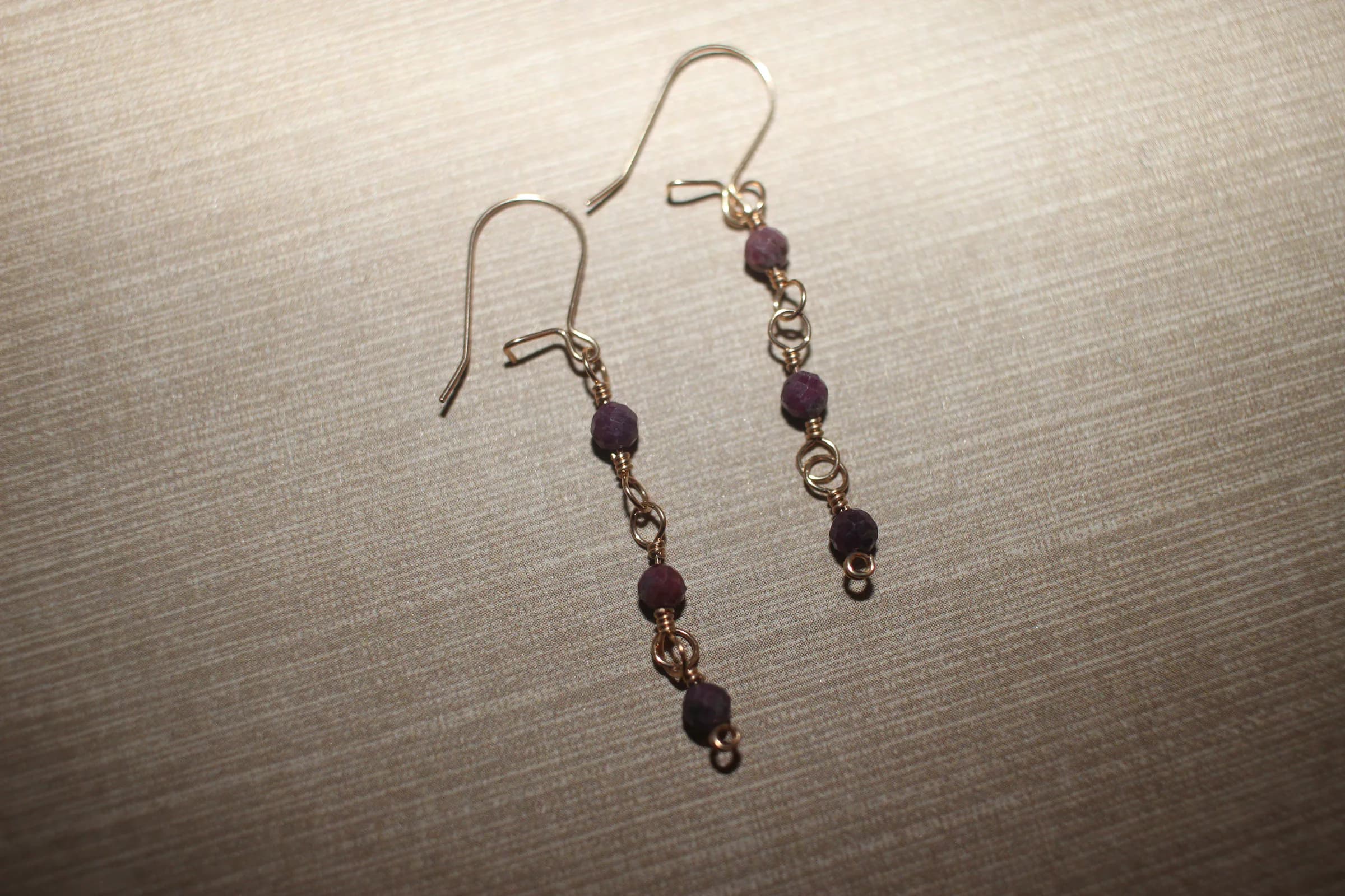 Ruby Earrings Gold Filled image 1