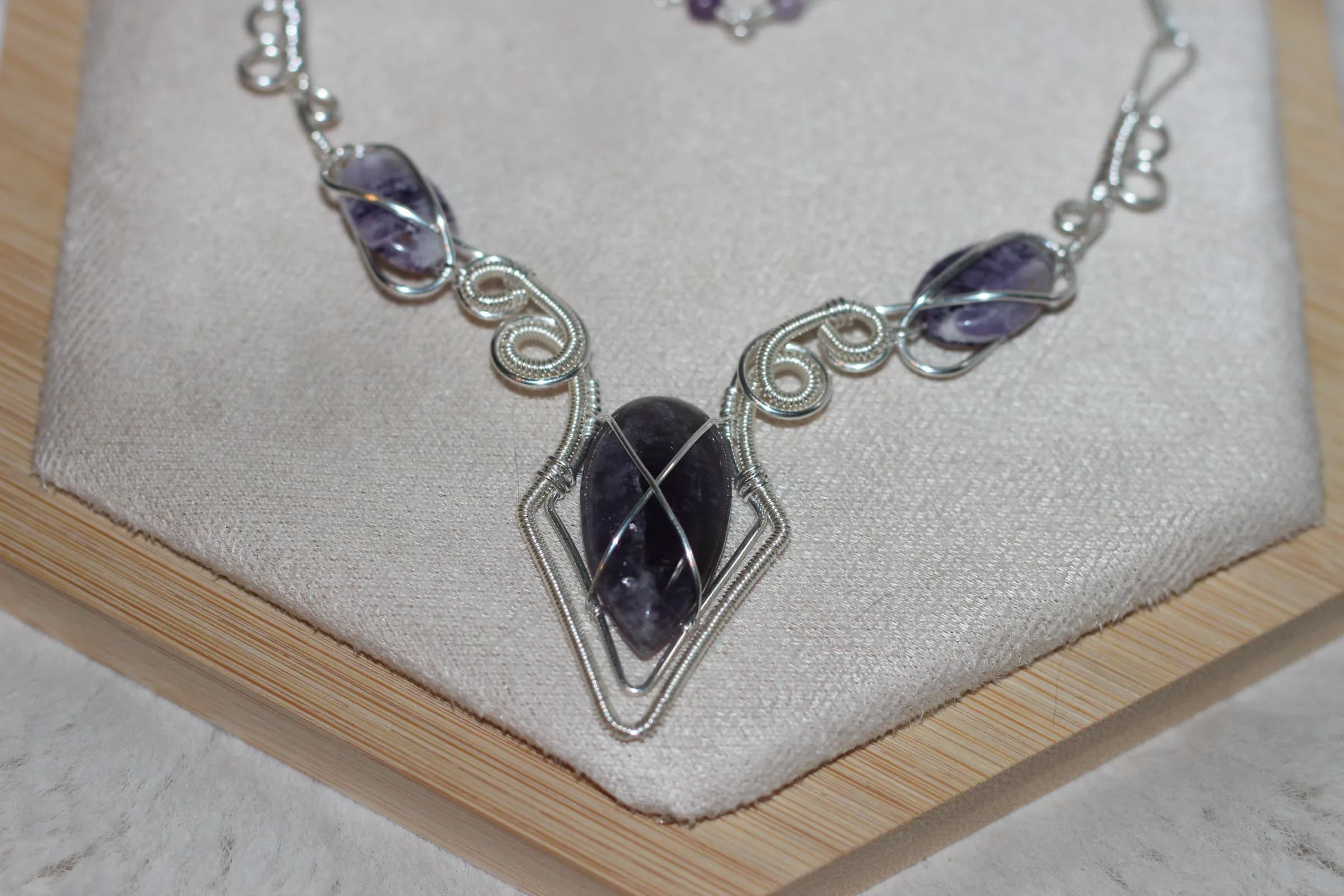 Amethyst Sugalite Fluorite Necklace Silver Filled image 1
