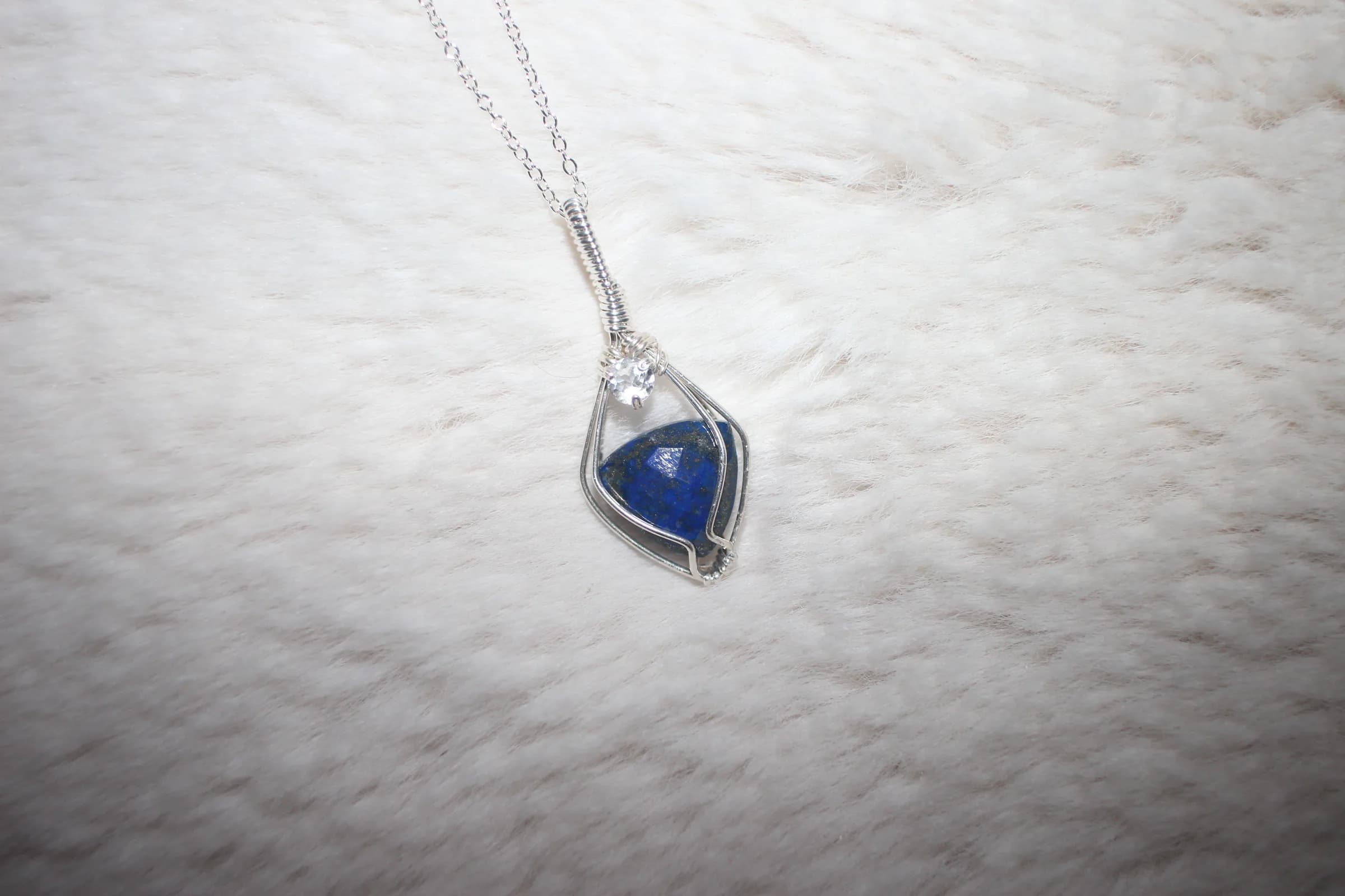 Lapis Aquamarine Necklace Argentium Sterling Silver image 1