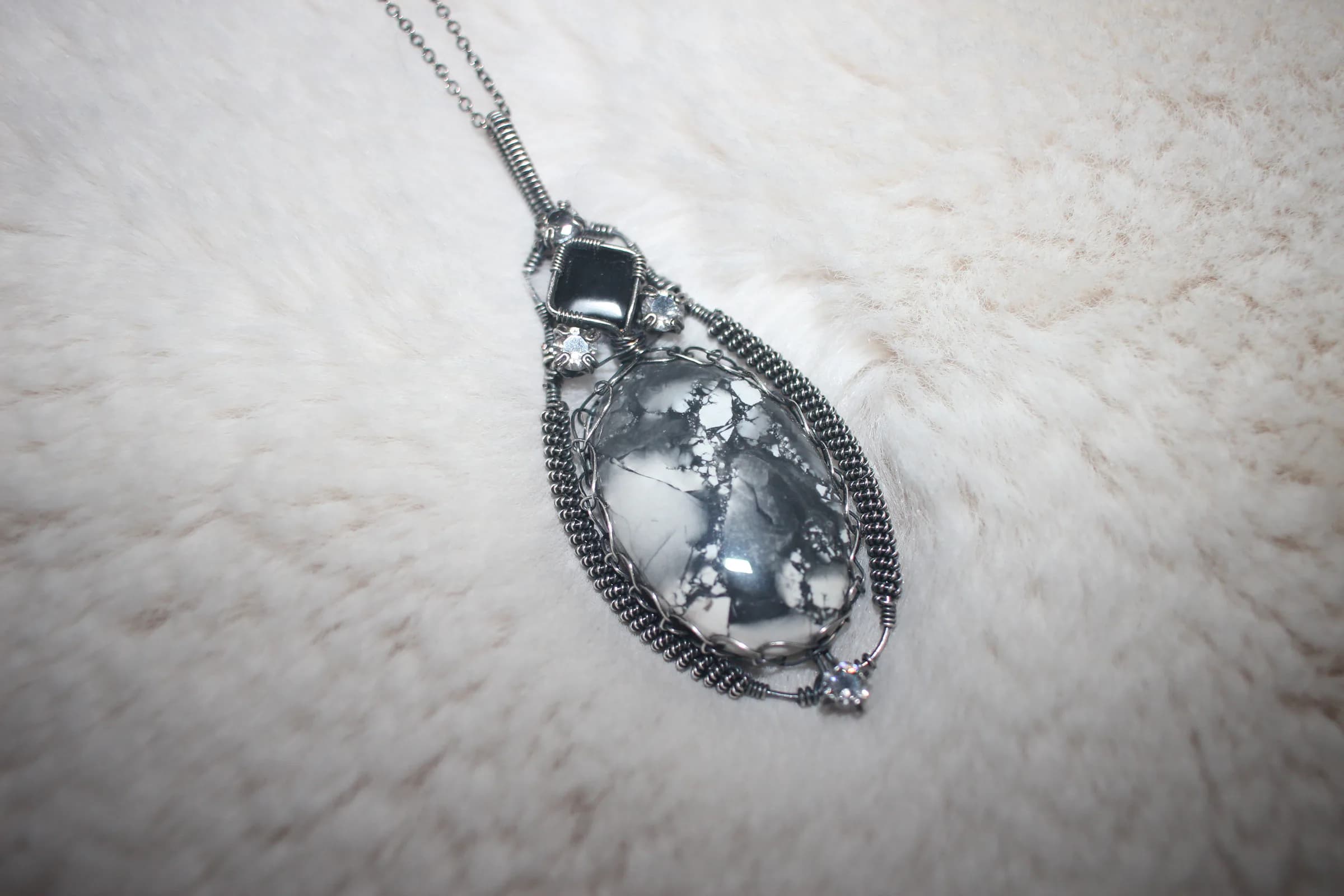 Maligaon Jasper Necklace Oxidized Silver Filled image 1