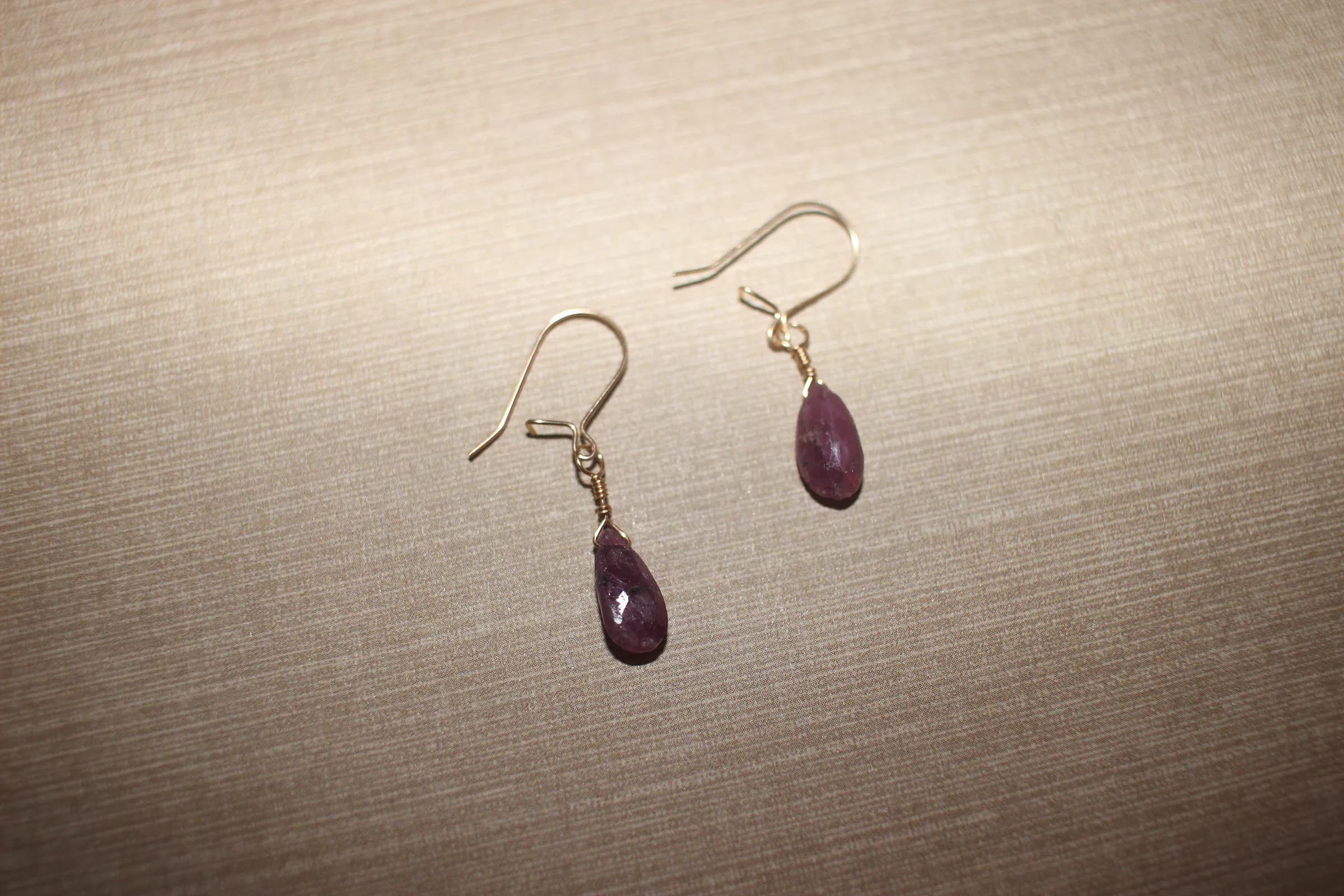 Ruby Teardrops Earrings Gold Filled image 1