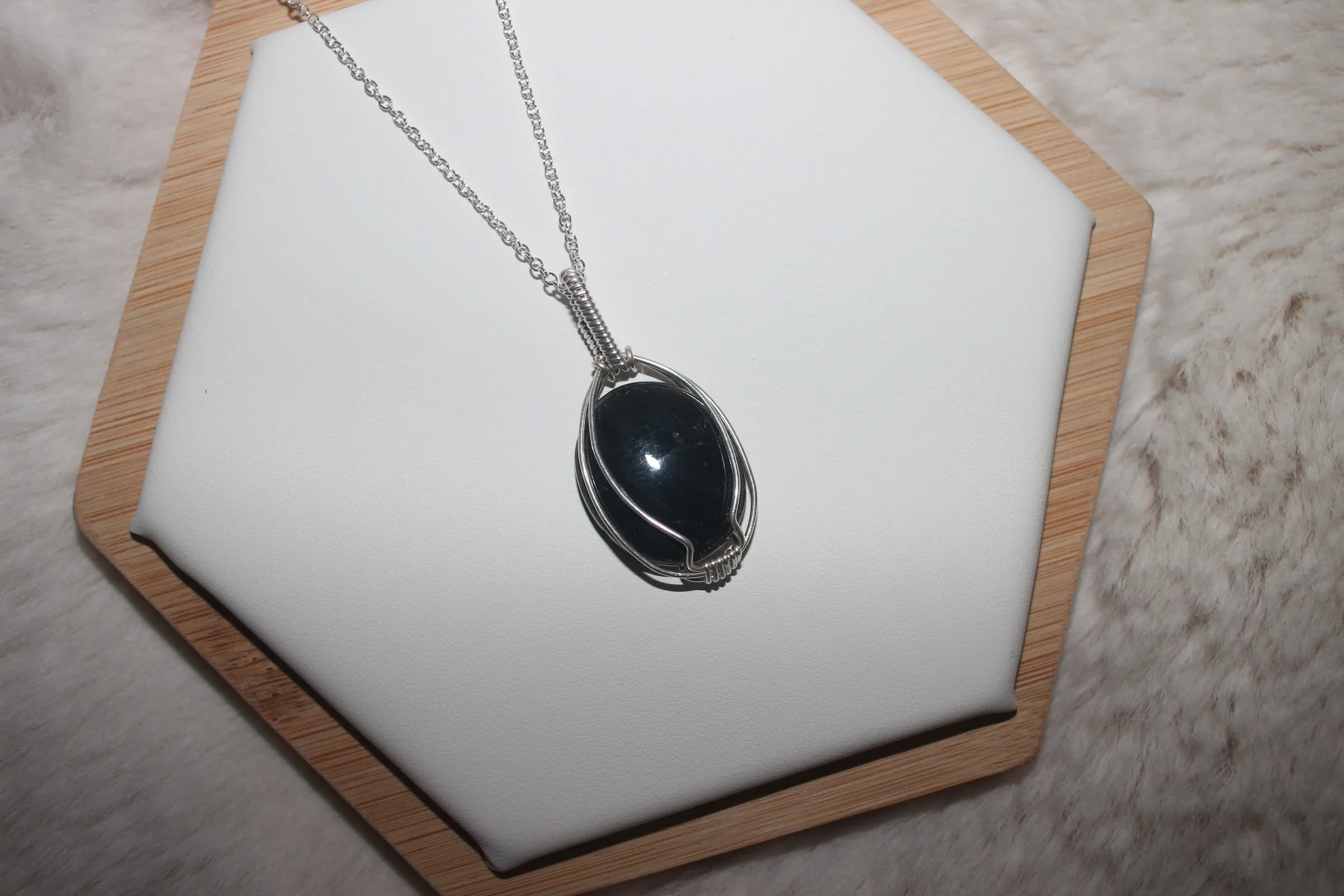 Velvet Obsidian Necklace Argentium Sterling Silver image 1