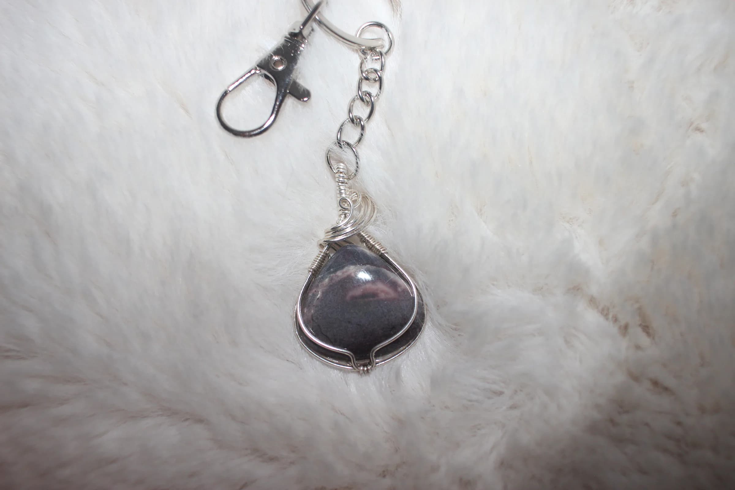 Porcelain Jasper Key-chain Silver Filled image 1