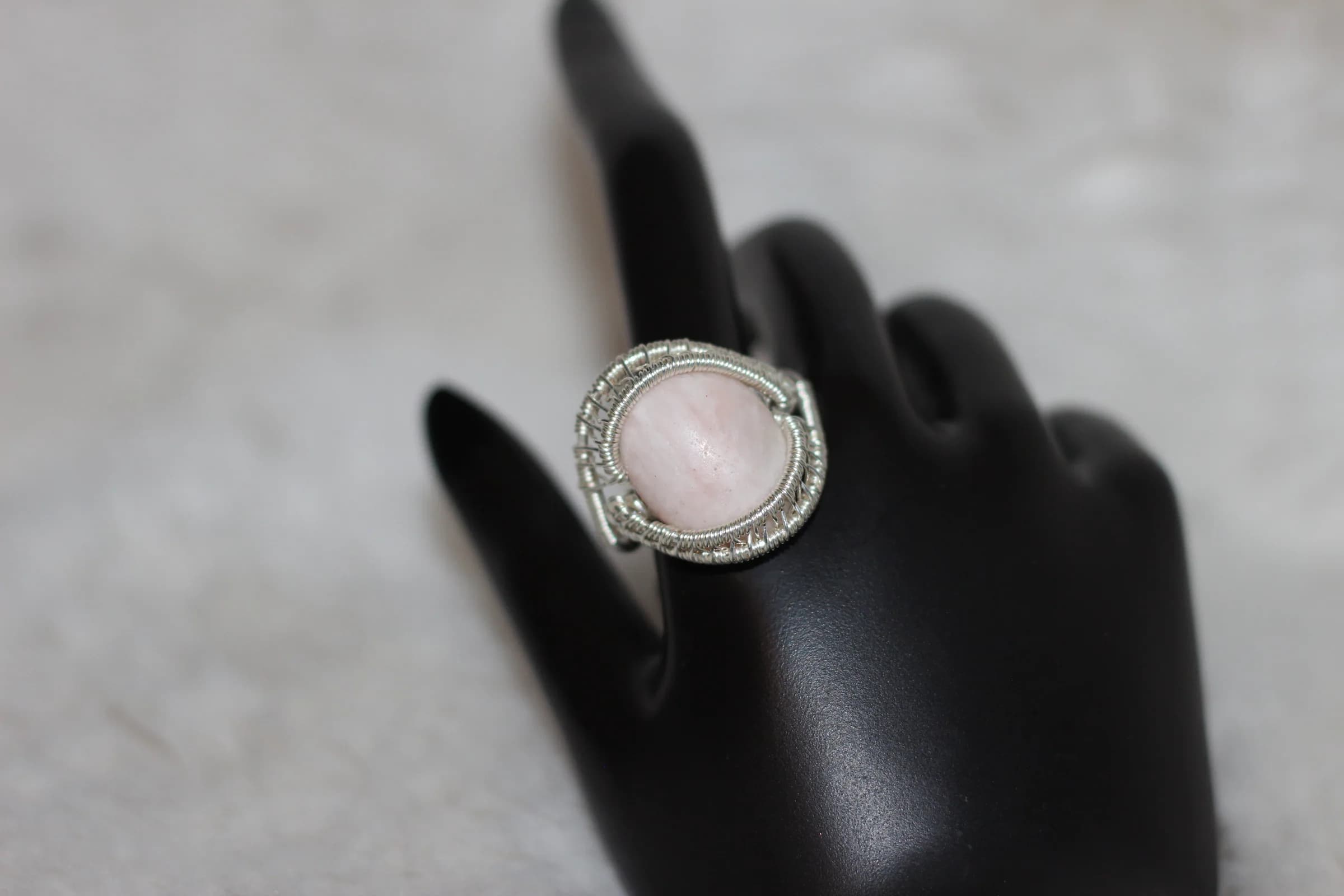 Pink Opal Ring Silver Filled image 1