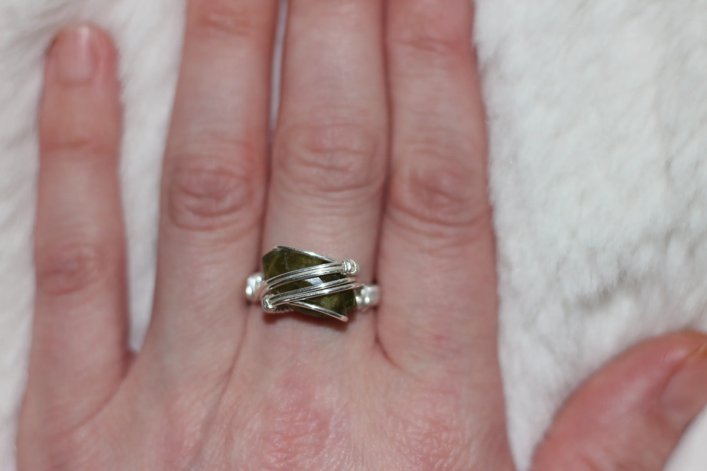 Green Garnet Ring Silver Filled image 1