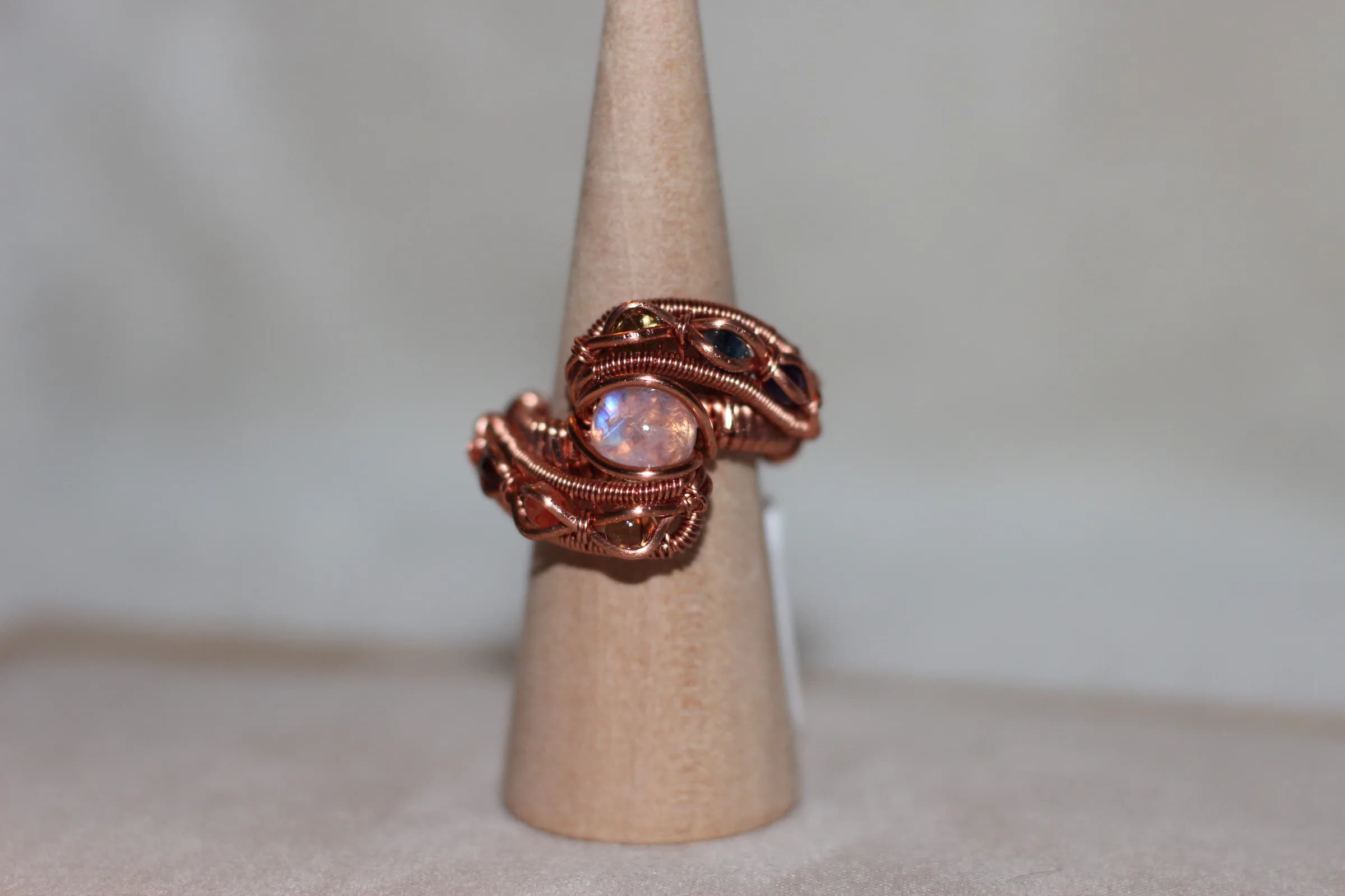 Moonstone Rainbow Ring Copper image 1