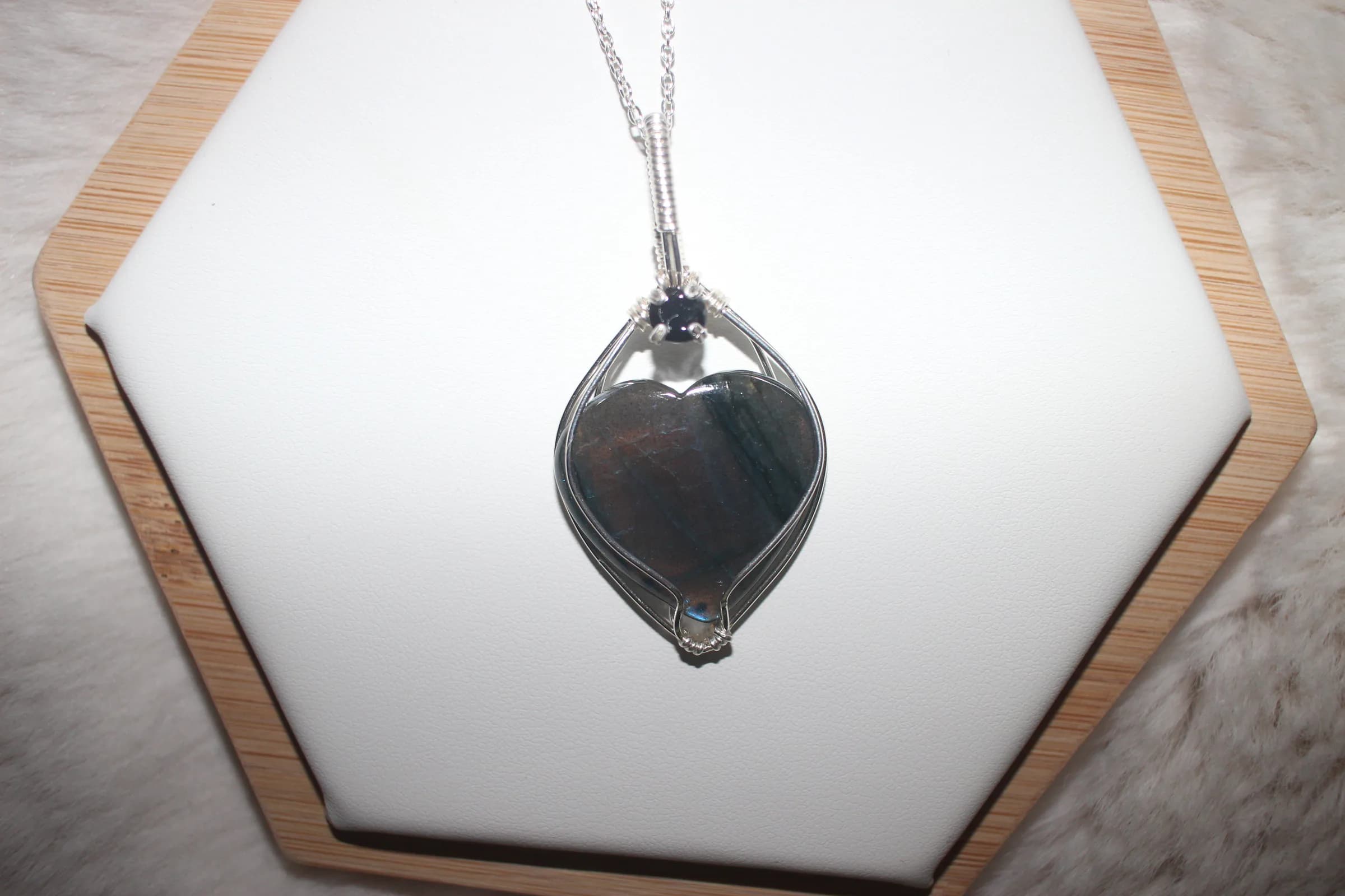 Labradorite Heart Necklace Silver Filled image 1