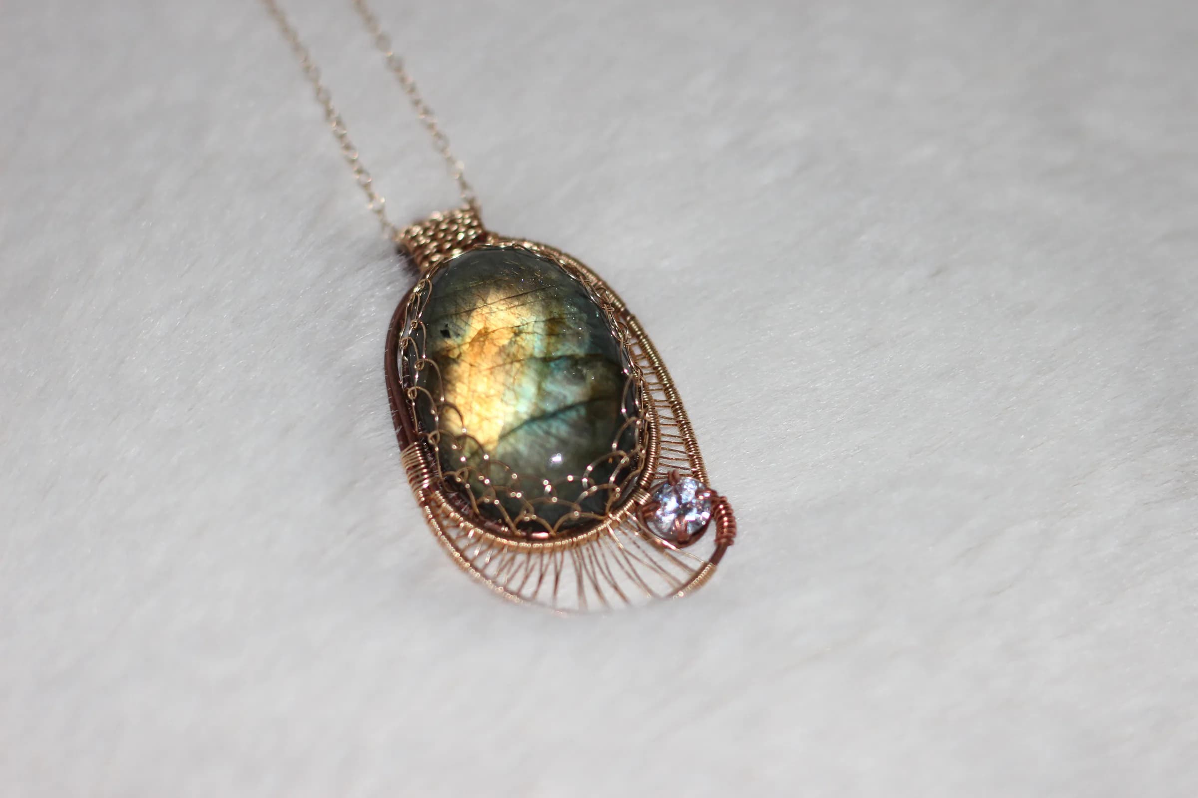 Labradorite Necklace Copper and Gold Filled image 1
