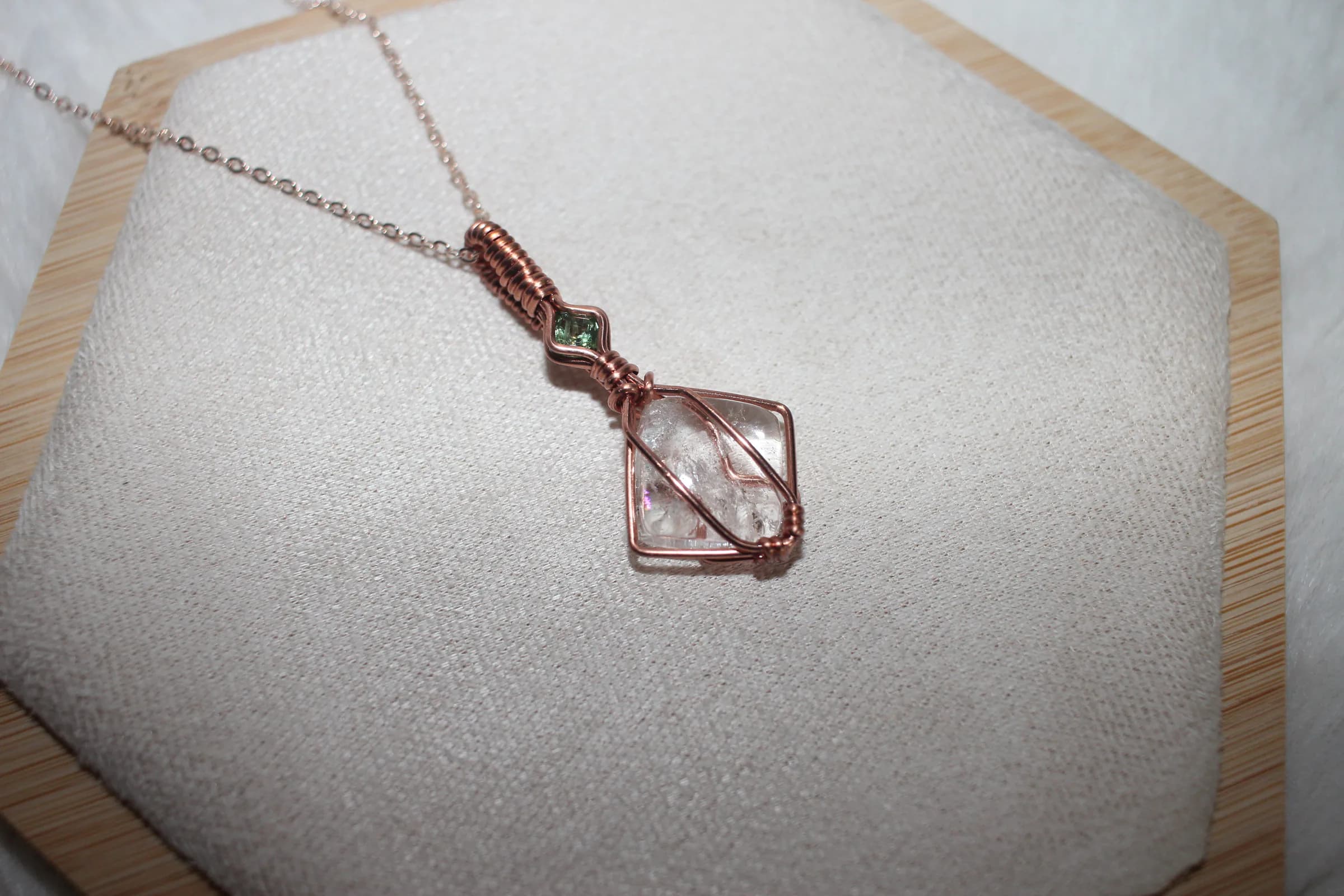 Clear Quartz Tourmaline Necklace Copper image 2