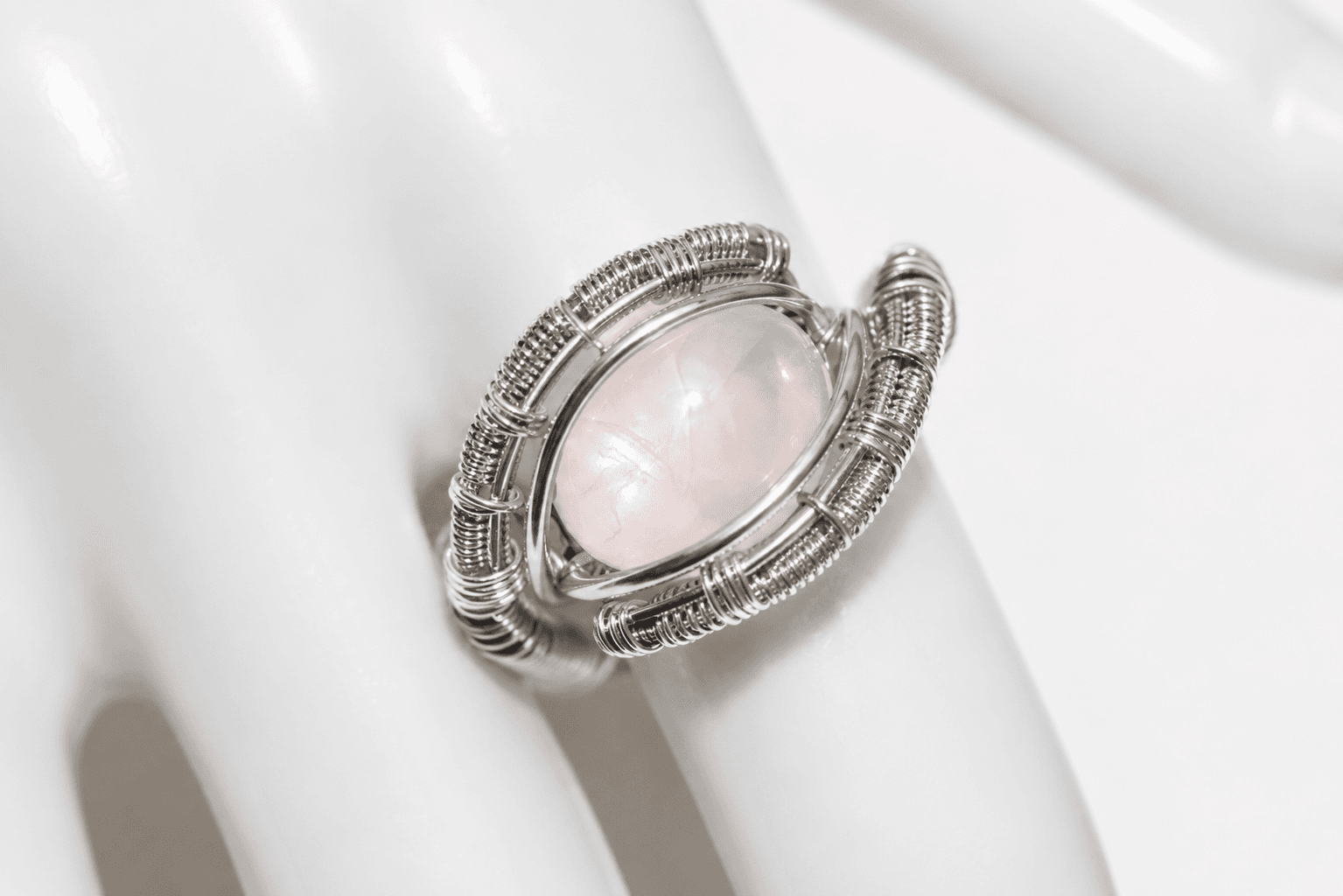 Rose Quartz Ring Argentium Sterling Silver image 1