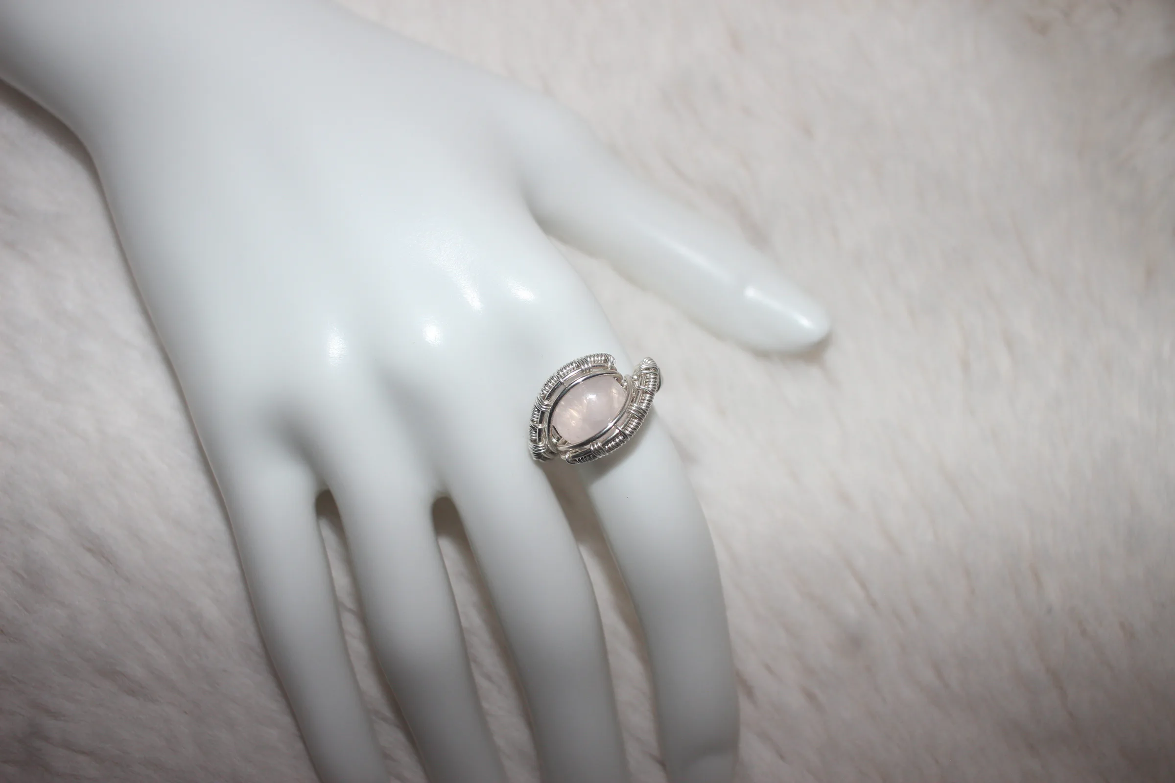 Rose Quartz Ring Argentium Sterling Silver image 1