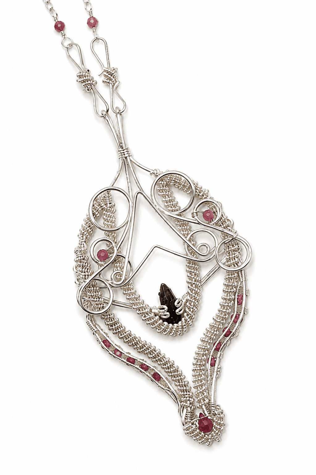 Pink Tourmaline Ruby Necklace Silver Filled image 1
