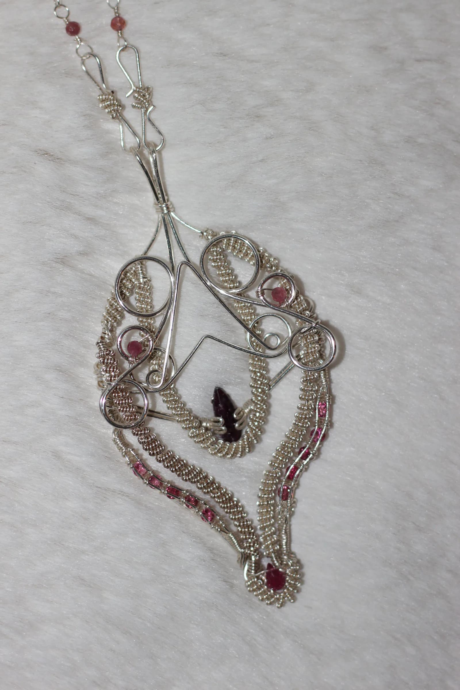 Pink Tourmaline Ruby Necklace Silver Filled image 1