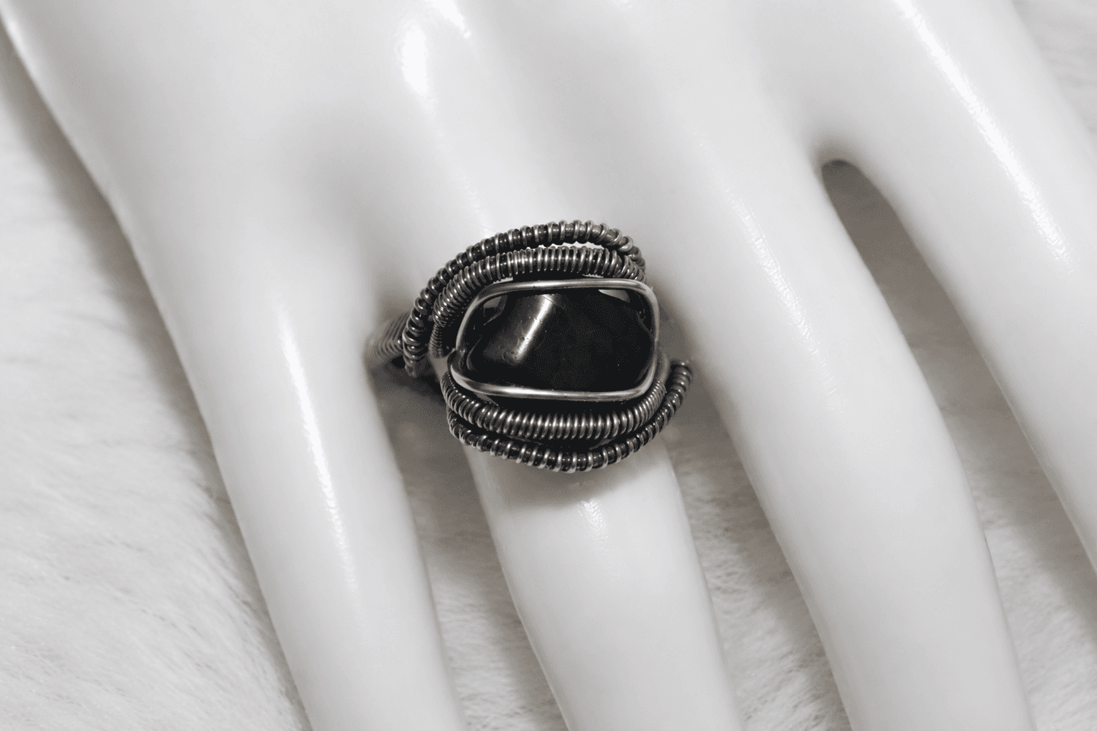 Onyx Ring Argentium Sterling Silver image 1