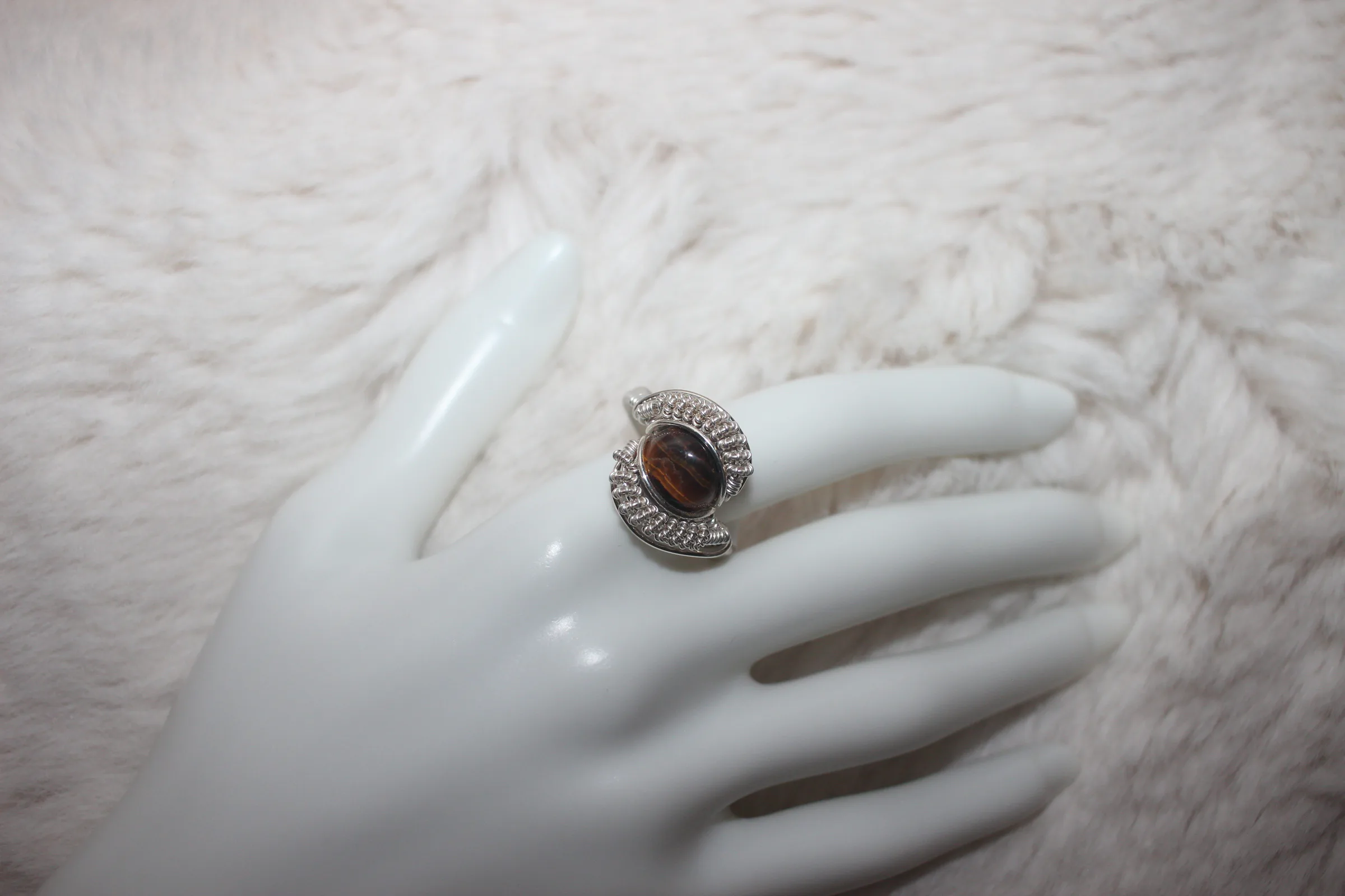 Tigers Eye Ring Argentium Sterling Silver image 1