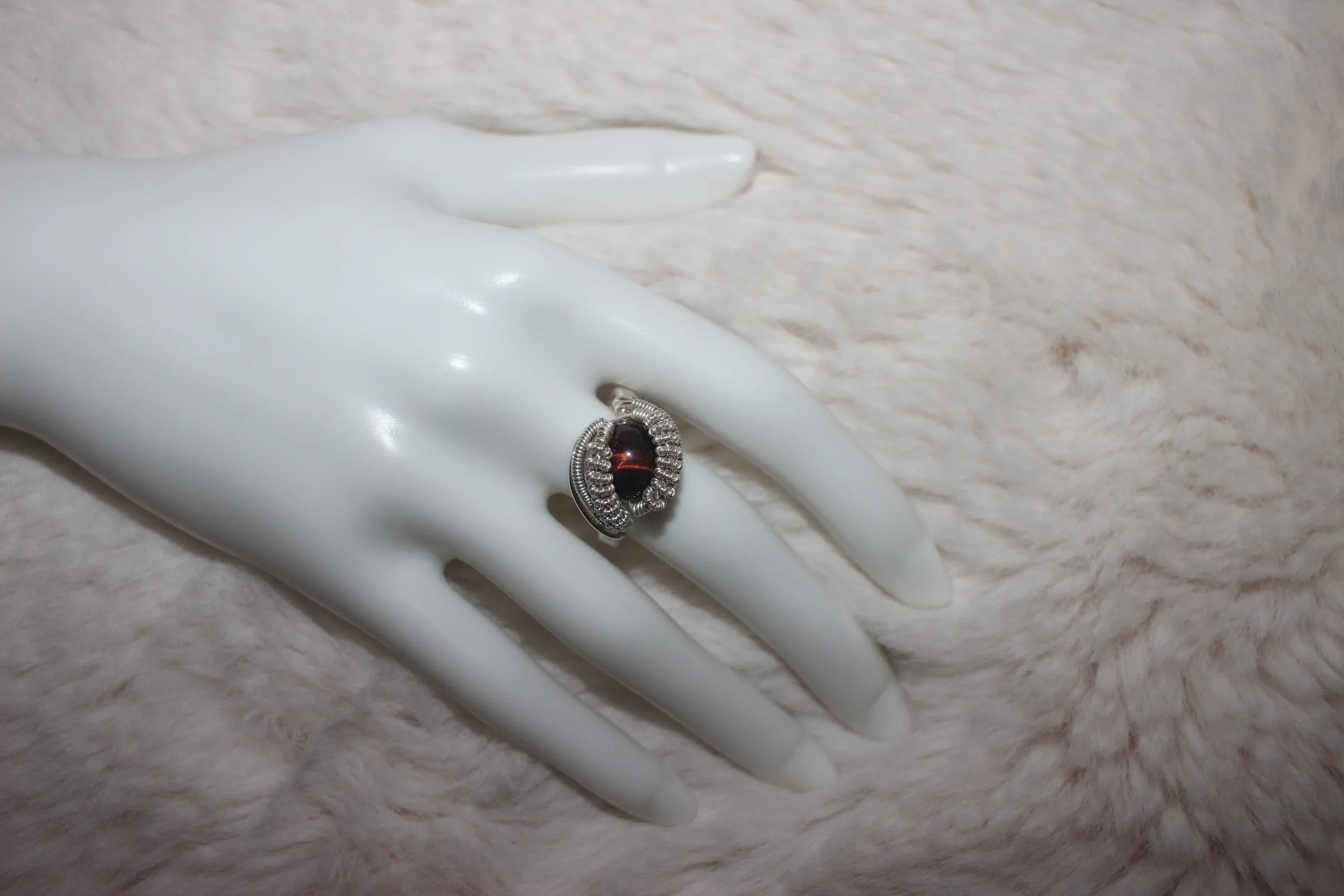 Red Tigers Eye Ring Argentium Sterling Silver image 1