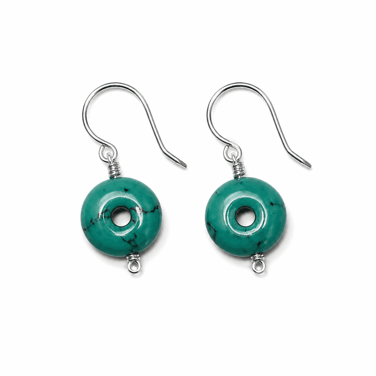 Turquoise Pearl Earrings Silver Filled image 1