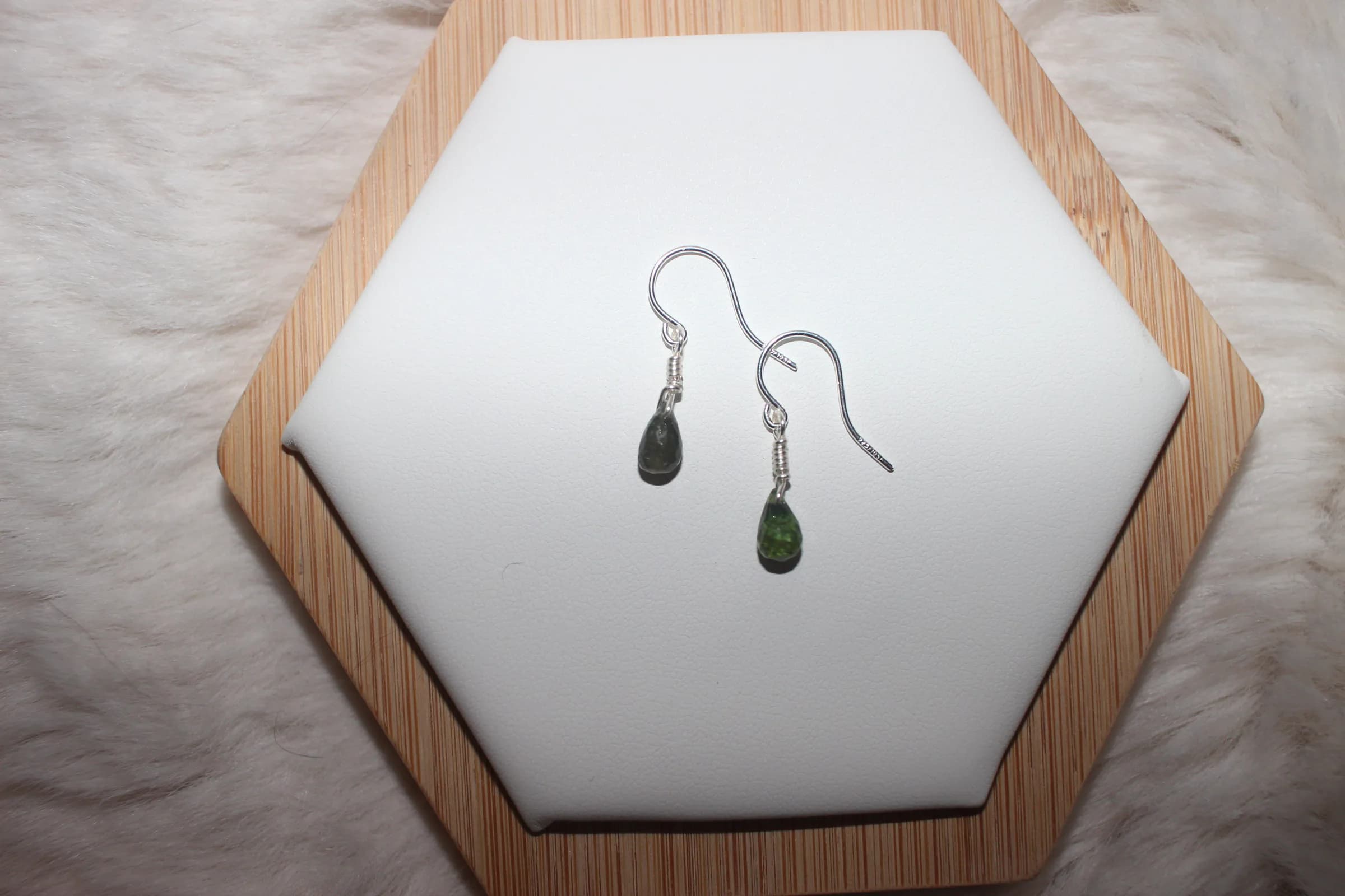 Green Tourmaline Earrings Silver Filled image 2