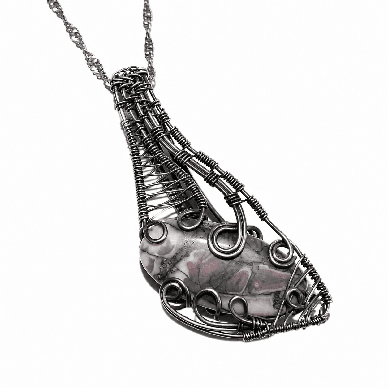 Porcelain Jasper Necklace Oxidized Silver Filled image 1