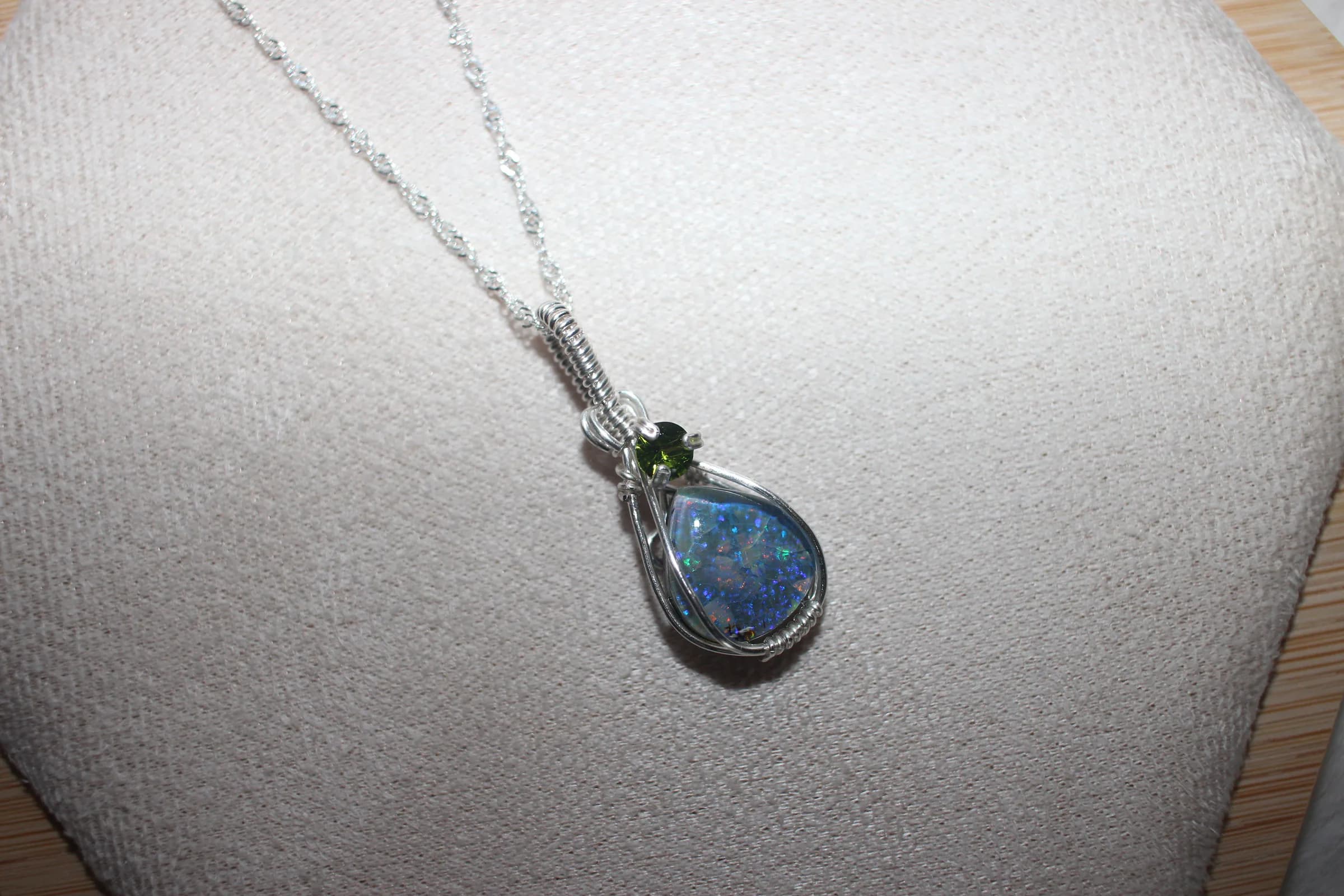 Monarch Opal Necklace Silver Filled image 1