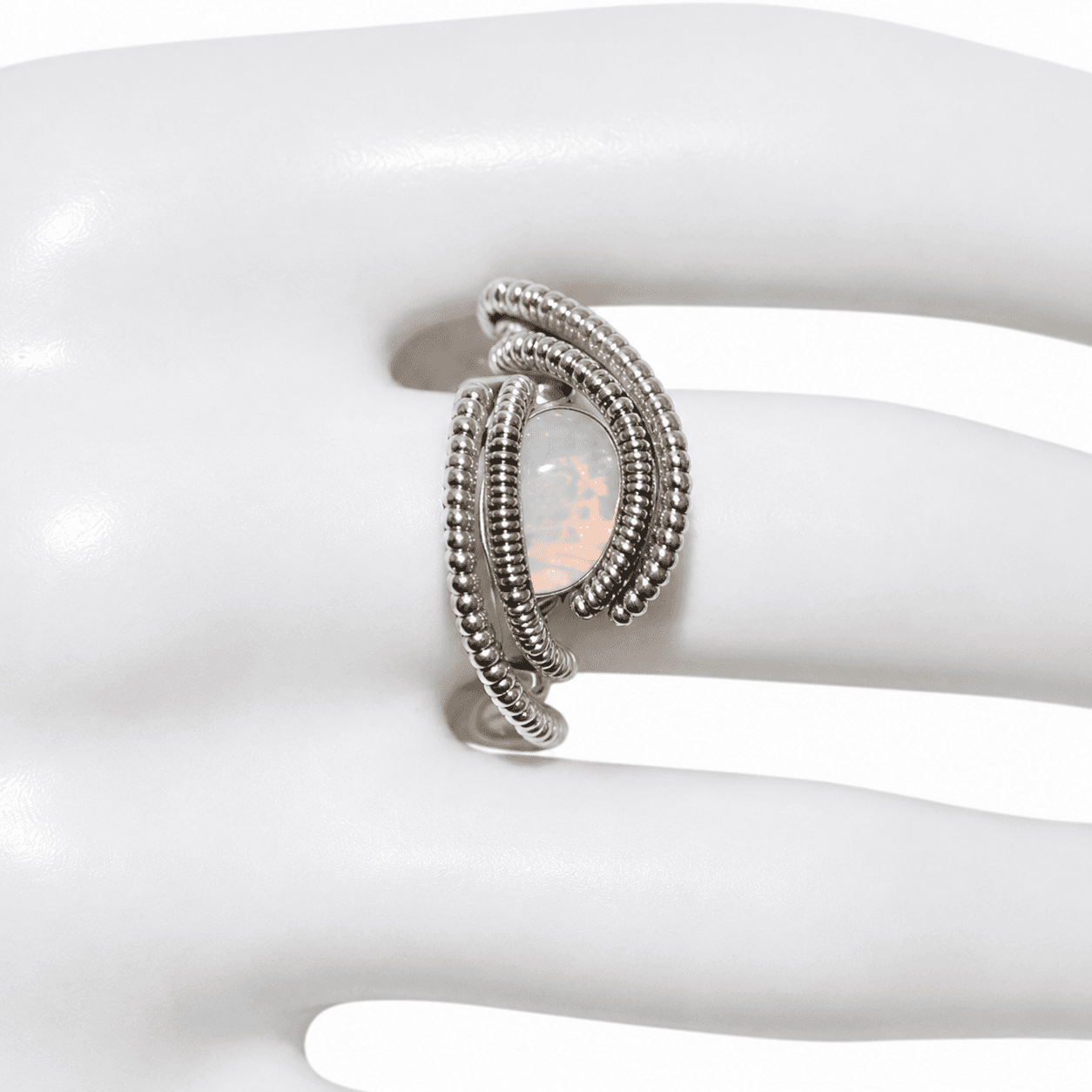 Ethiopian Opal Ring Argentium Sterling Silver image 1