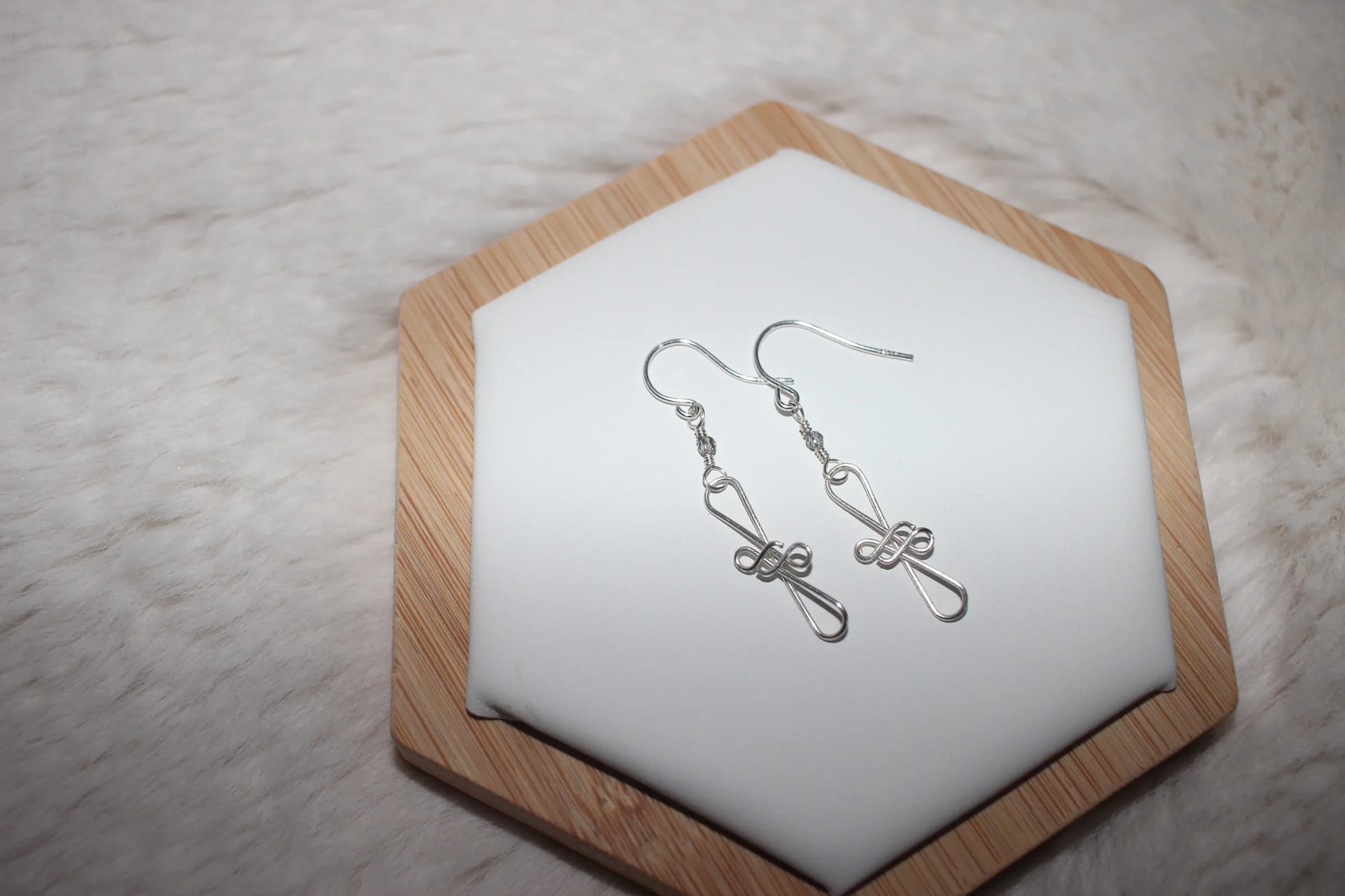 Gray Glass Earrings Silver Filled image 1