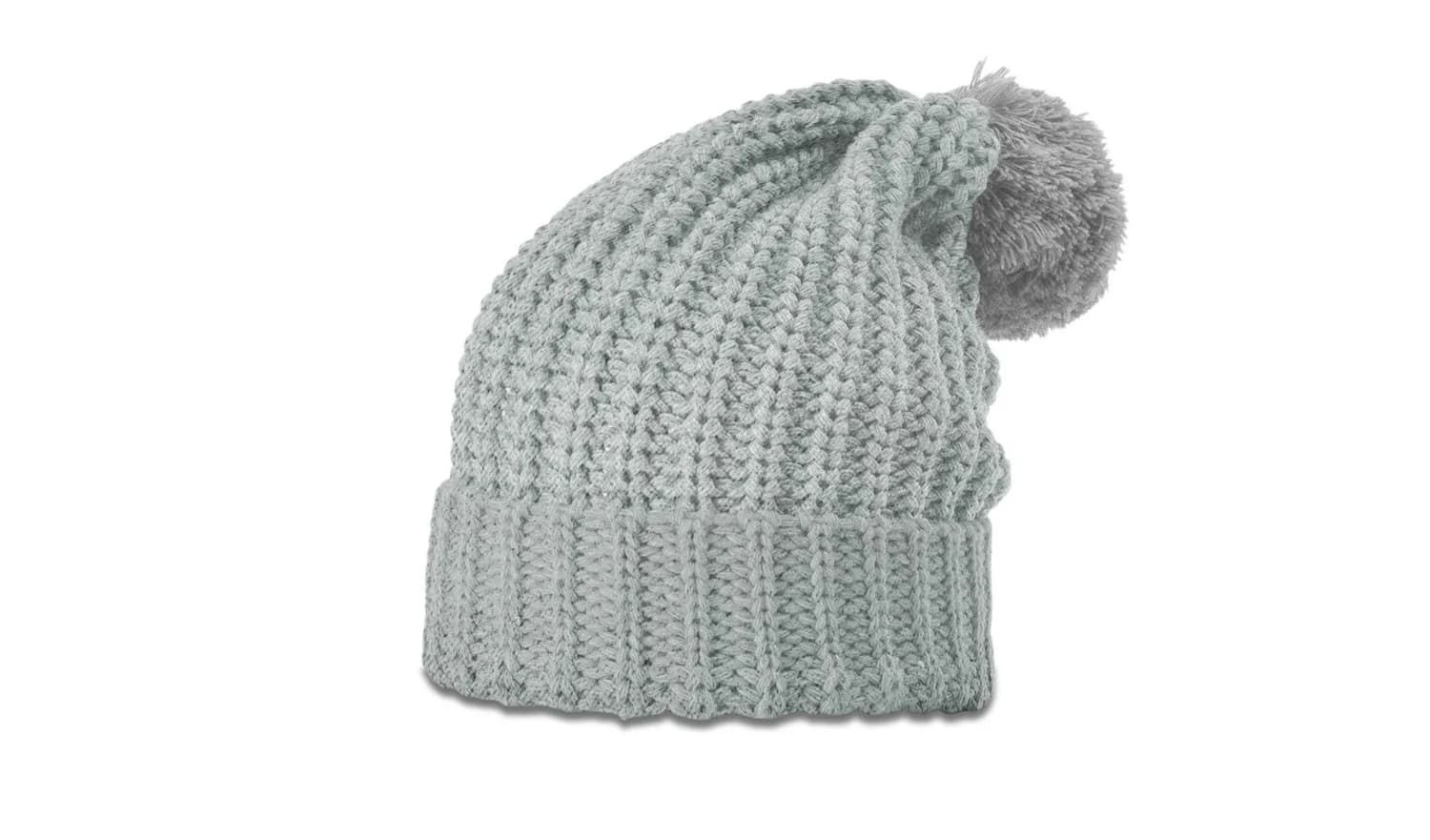 Heather Grey Cable Pom Pom Beanie image 1