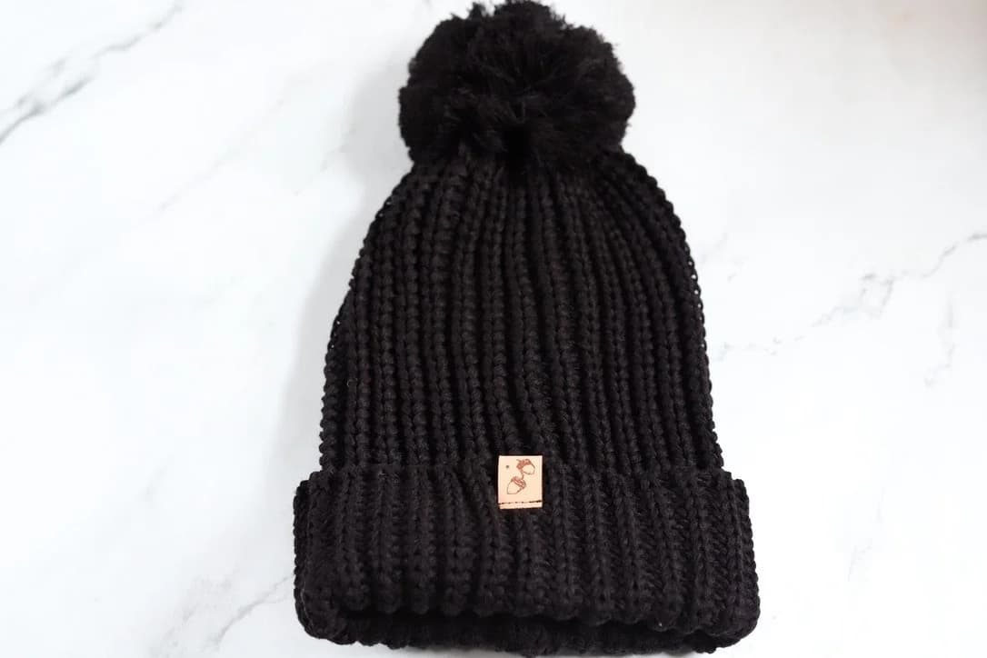 Black Cable Pom Beanie image 1